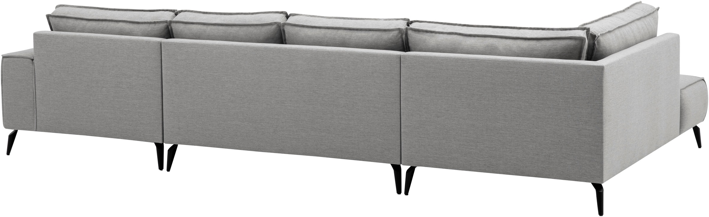 OTTO home Wohnlandschaft »TVINNU Leinenoptik, 354 cm« Recamiere rechts/links, schwarze Metallfüße, bequeme Sitz-/Liegefläche