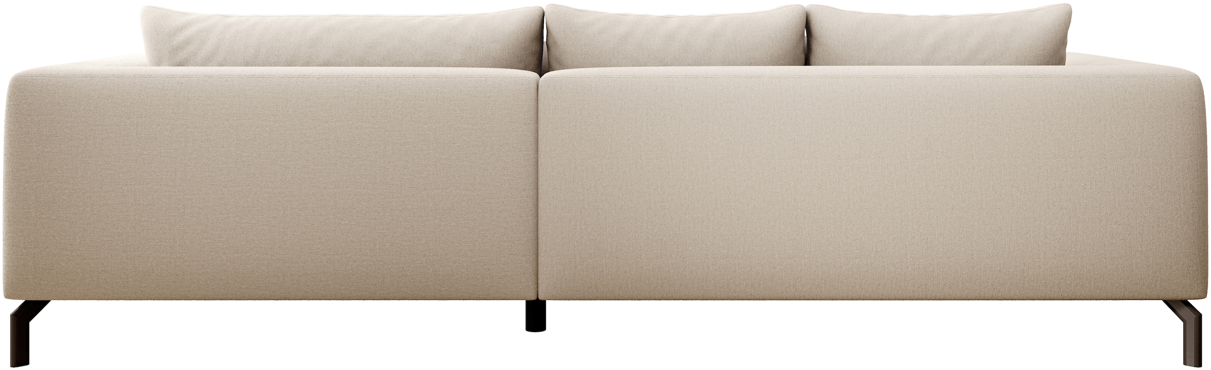 INOSIGN Ecksofa »Cross, mit softem Sitz, L-Form, wendbare Zierkissen, Breite 284 cm«, Couch mit vielen Kissen, stylische Kreuznaht, elegante Metallfüße