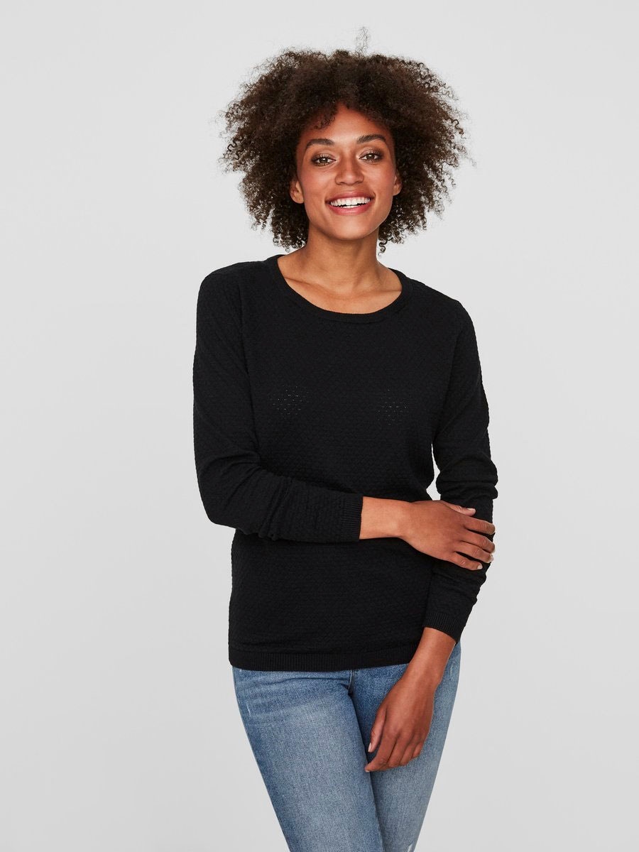 Vero Moda Rundhalspullover "VMCARE STRUCTURE LS O-NECK BLOUSE", aus Bio-Baumwolle