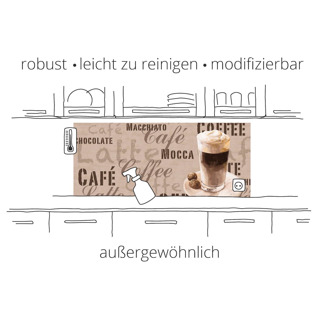 Artland Küchenrückwand »Kaffee. Designelemente auf einer Tafel«, (1 tlg.)