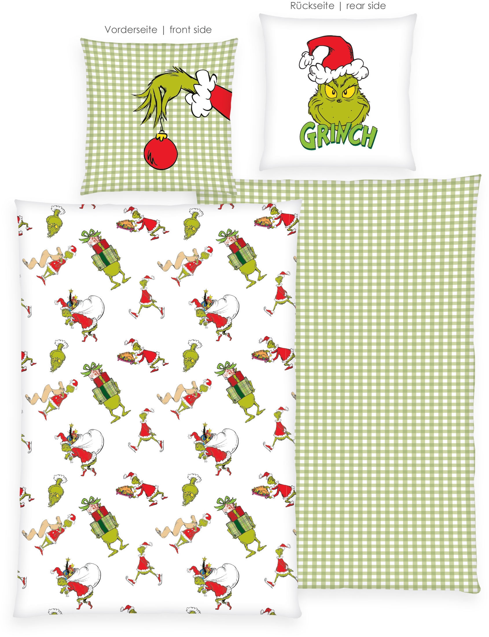 The Grinch Wendebettwäsche »Grinch« 2 Stk. mit niedlichem Allover-Motiv