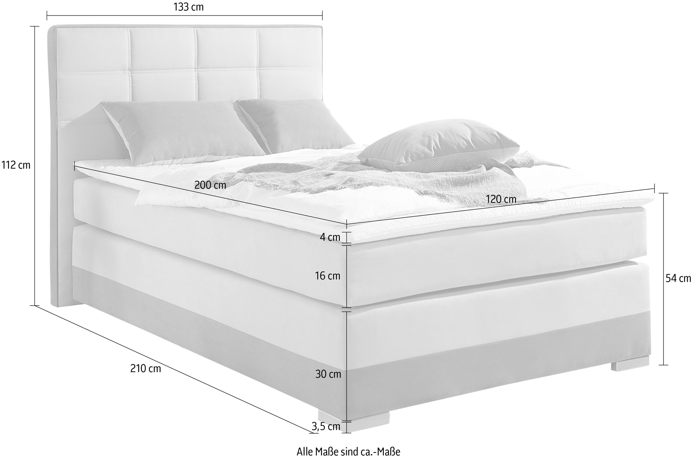 INOSIGN Boxspringbett, inklusive Topper und Wendekissen