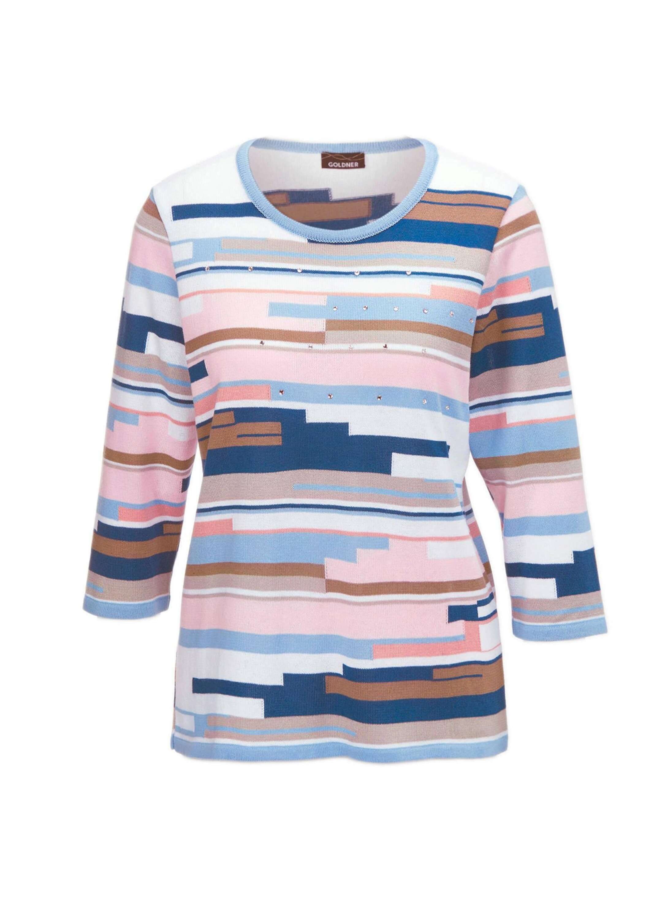 GOLDNER Rundhalspullover "Kurzgröße Weicher Pullover mit Intarsie" Mit Glit günstig online kaufen