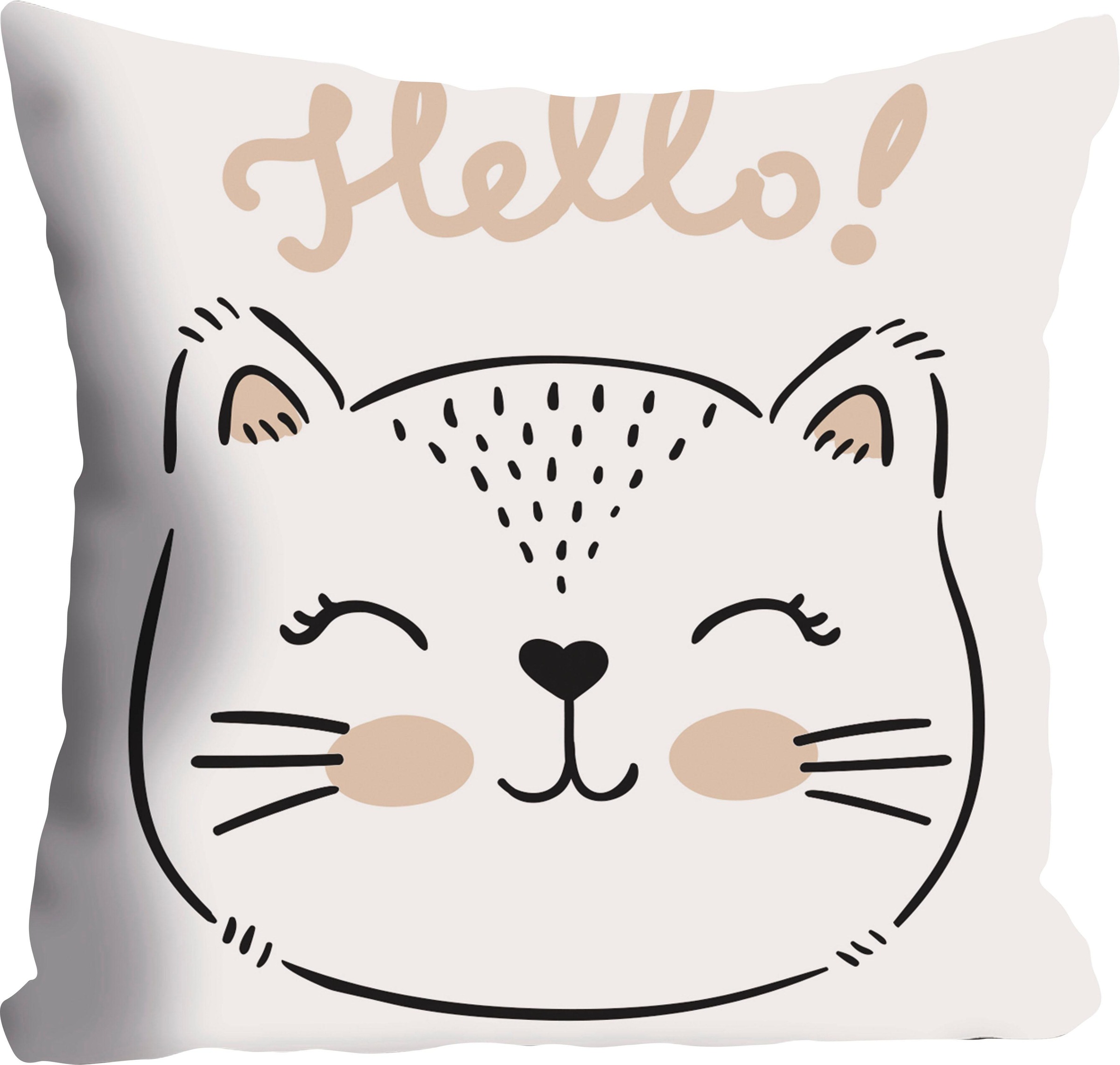 queence Dekokissen "Hello" Kissenhülle ohne Füllung, 1 Stück günstig online kaufen