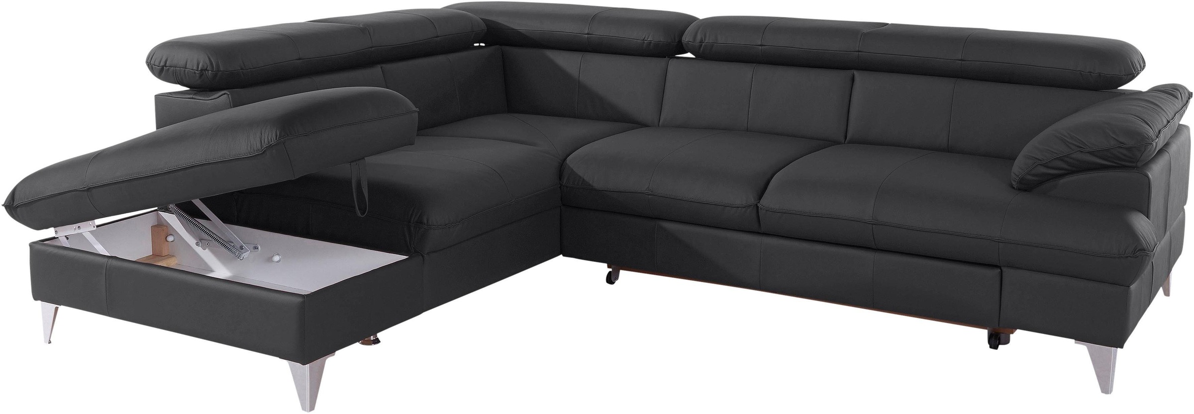 COTTA Polstergarnitur »Caluso L-Form«, Set bestehend aus: Ecksofa mit Kopfteilverstellung & Hocker
