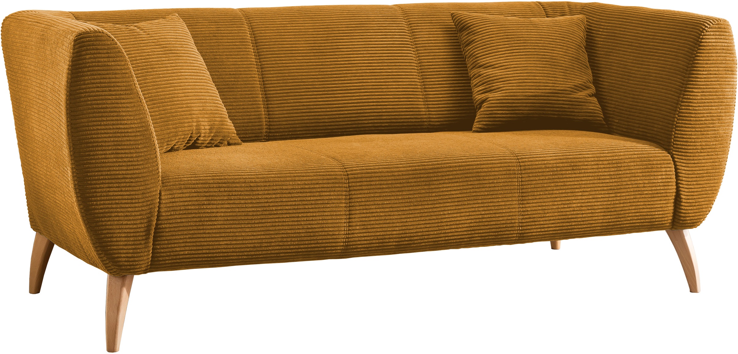 3-Sitzer HOME AFFAIRE, gold (goldfarben), B:208cm H:83cm T:88cm, 100% Polyester, Sofas, zwei verschiedene Fußfarben wählbar 2