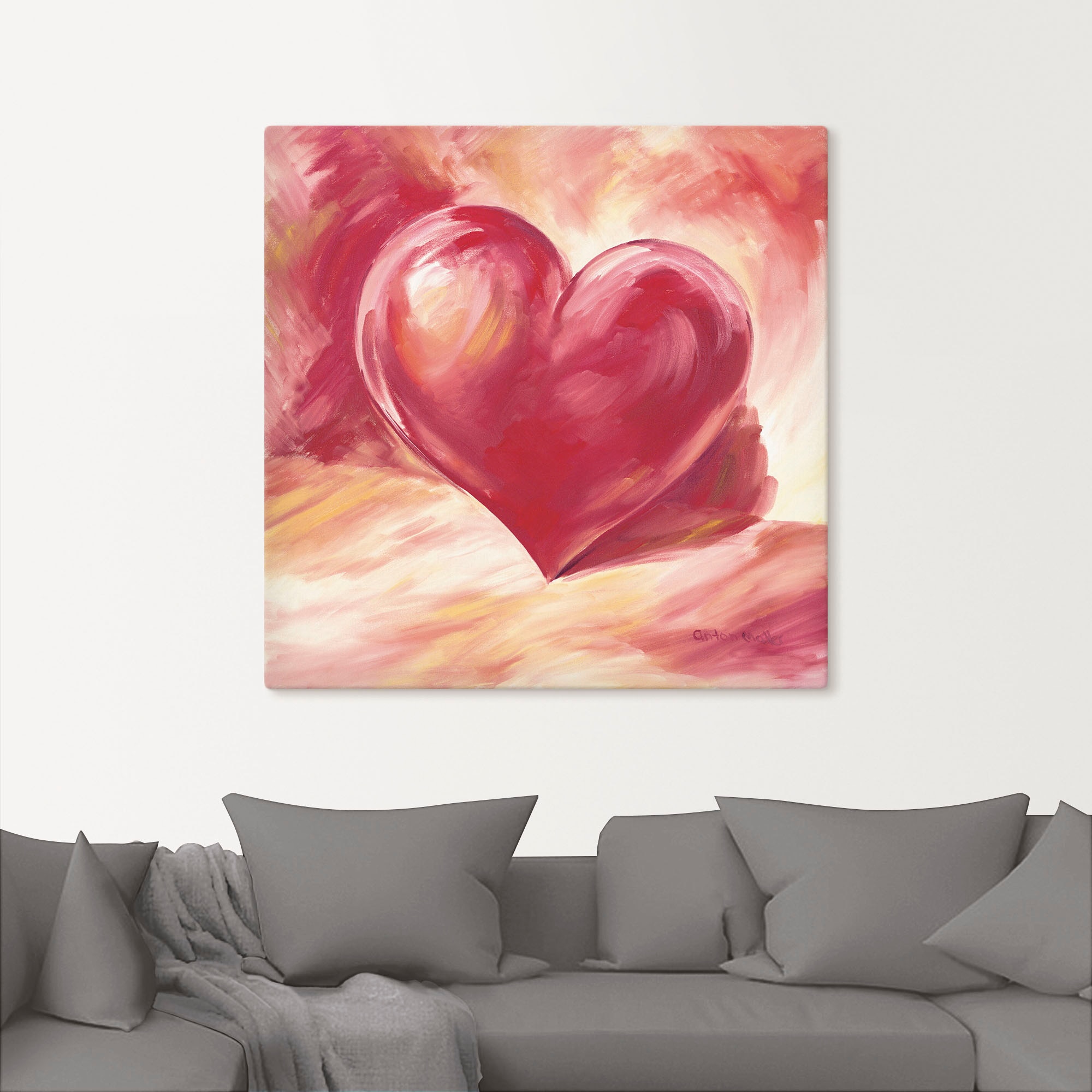 Artland Wandbild »Rosa/rotes Herz«, Herzen, (1 St.), als Alubild,  Leinwandbild, Wandaufkleber oder Poster in versch. Größen bestellen | BAUR
