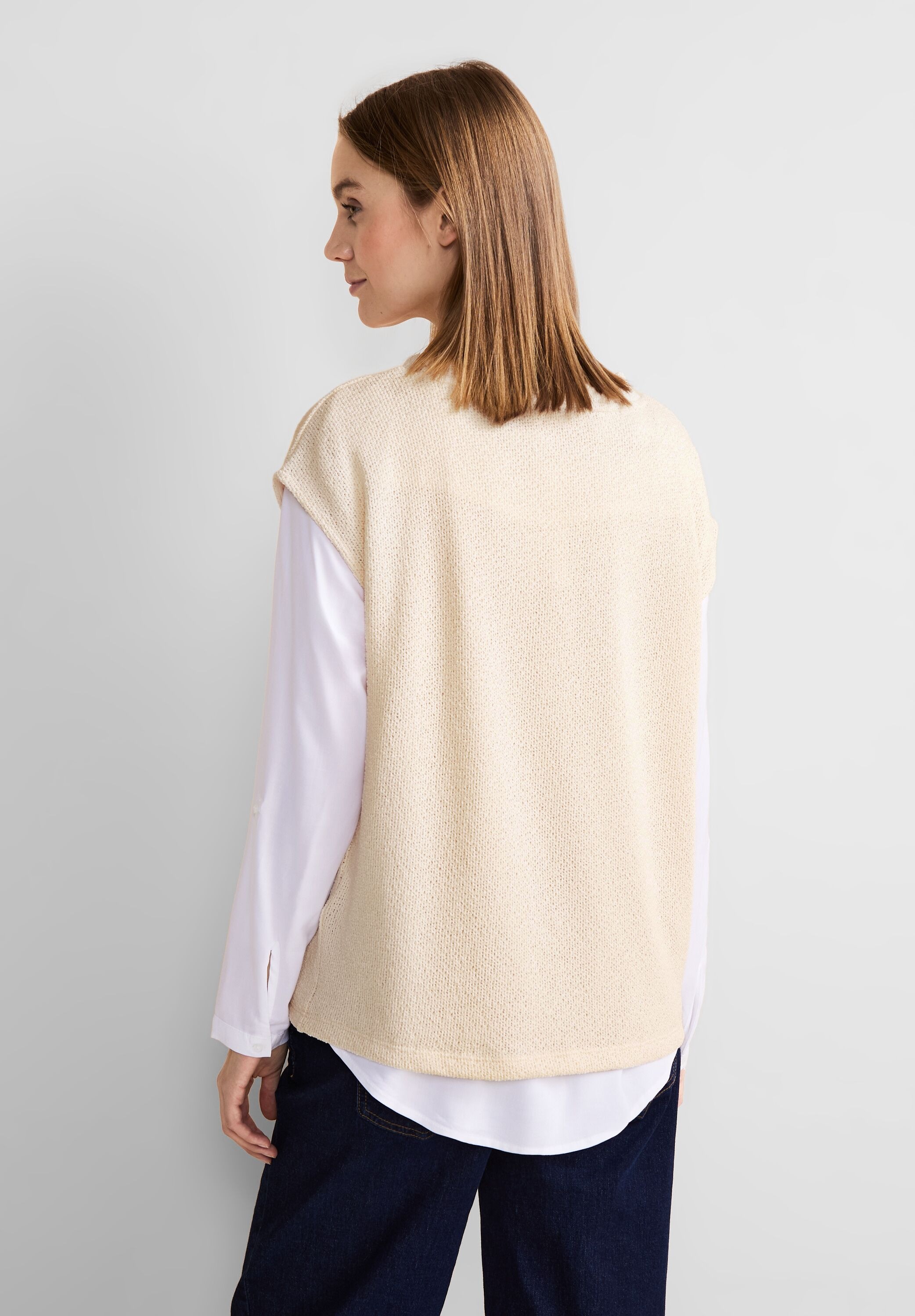 STREET ONE Kurzarmpullover, aus softem Materialmix