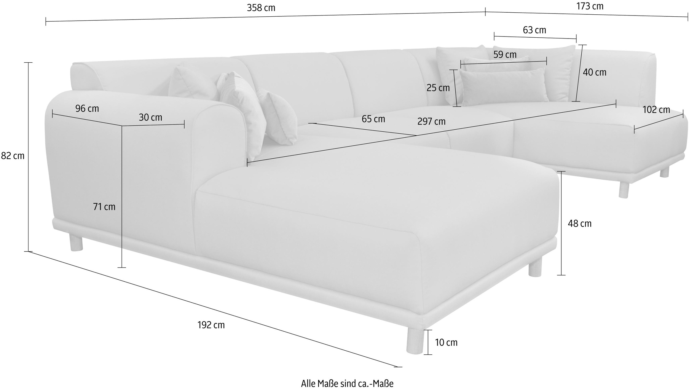 andas Wohnlandschaft »Maroon U-Form«, in skandinavischem Design, mit losen Kissen