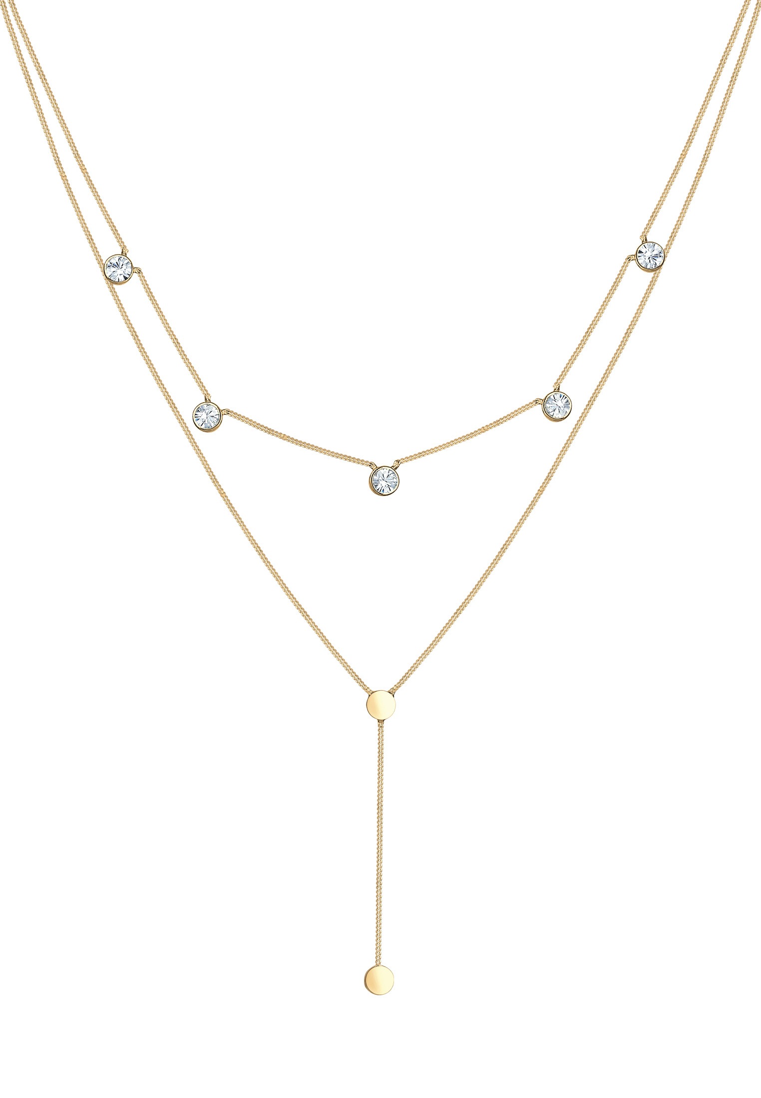 Elli Gliederkette »Plättchen Layer Kristalle 925 Silber« GU8257