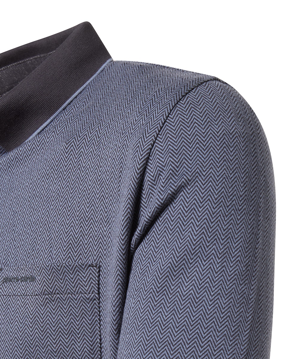 Pierre Cardin Langarm-Poloshirt, mit Fischgratmuster