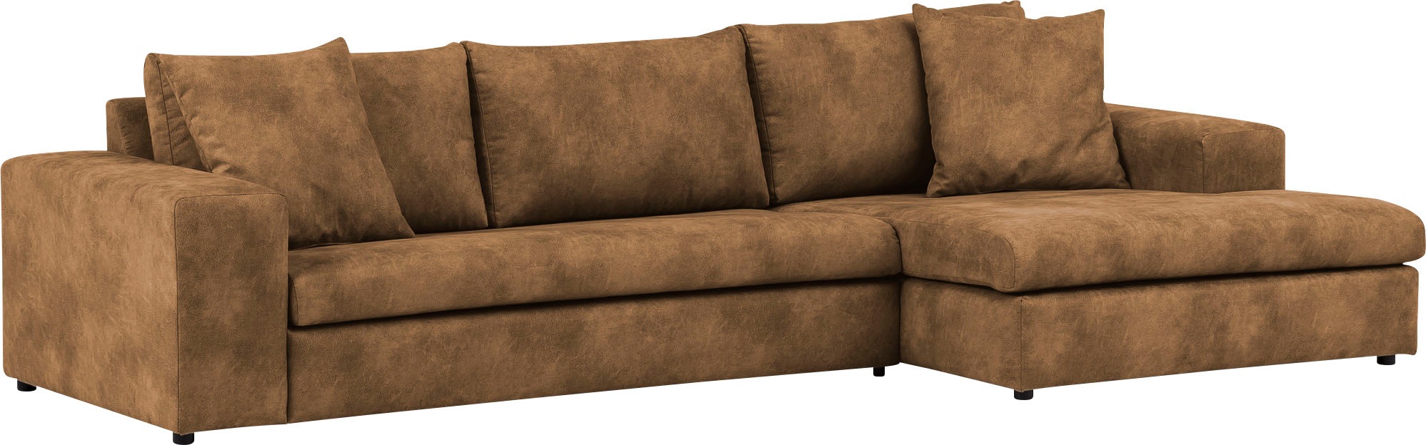 andas Ecksofa »SLEETLAND XXL in Samtvelours oder Vintage-Leder-Optik, L-Form,«, besonders groß und bequem