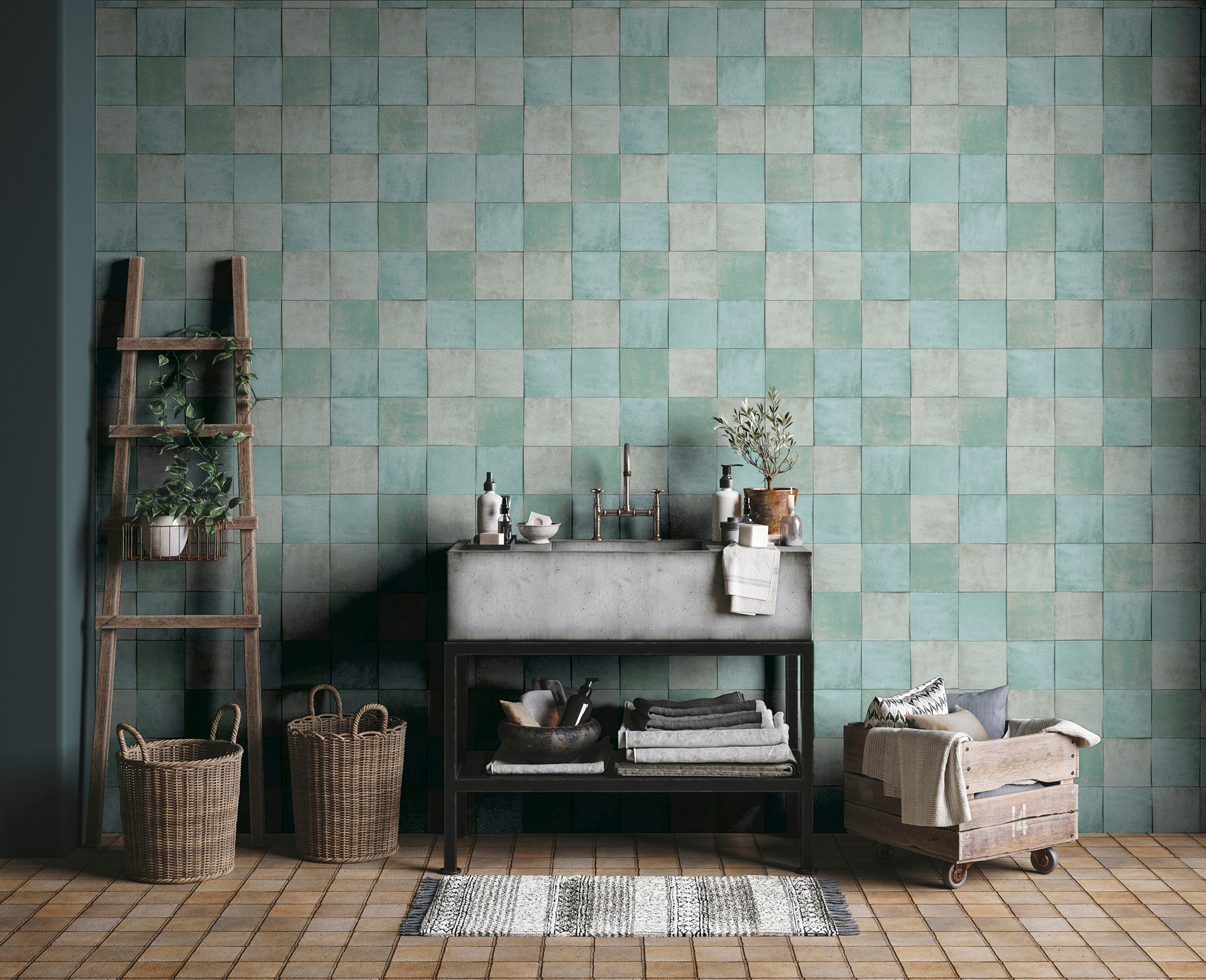 Marburg Fototapete "Tile" matt glatt moderne Tapete für Wohnzimmer Schlafzimmer Küche