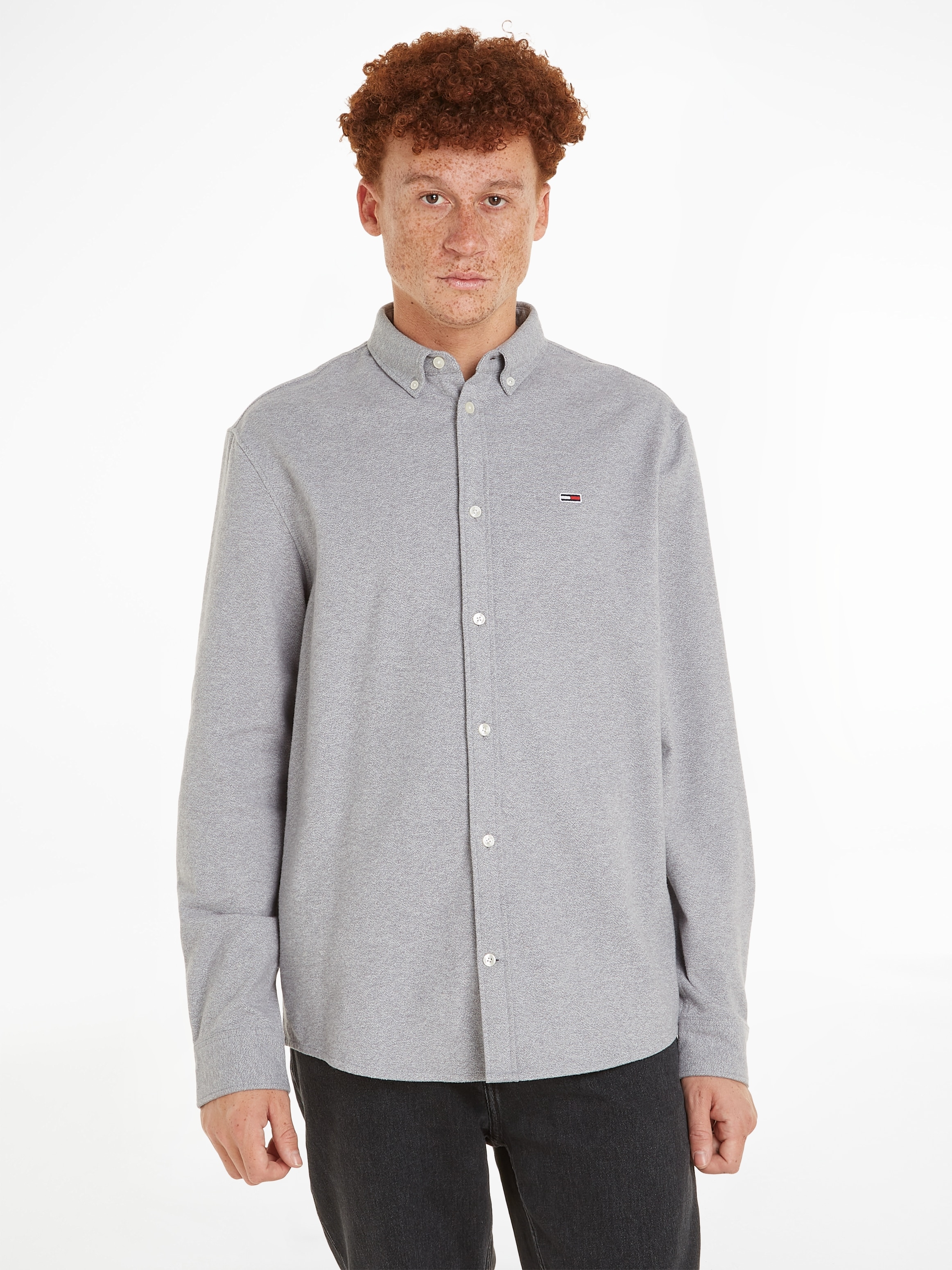 Tommy Jeans Langarmhemd "TJM REG BRUSHED GRINDLE SHIRT", mit Button-down-Kr günstig online kaufen