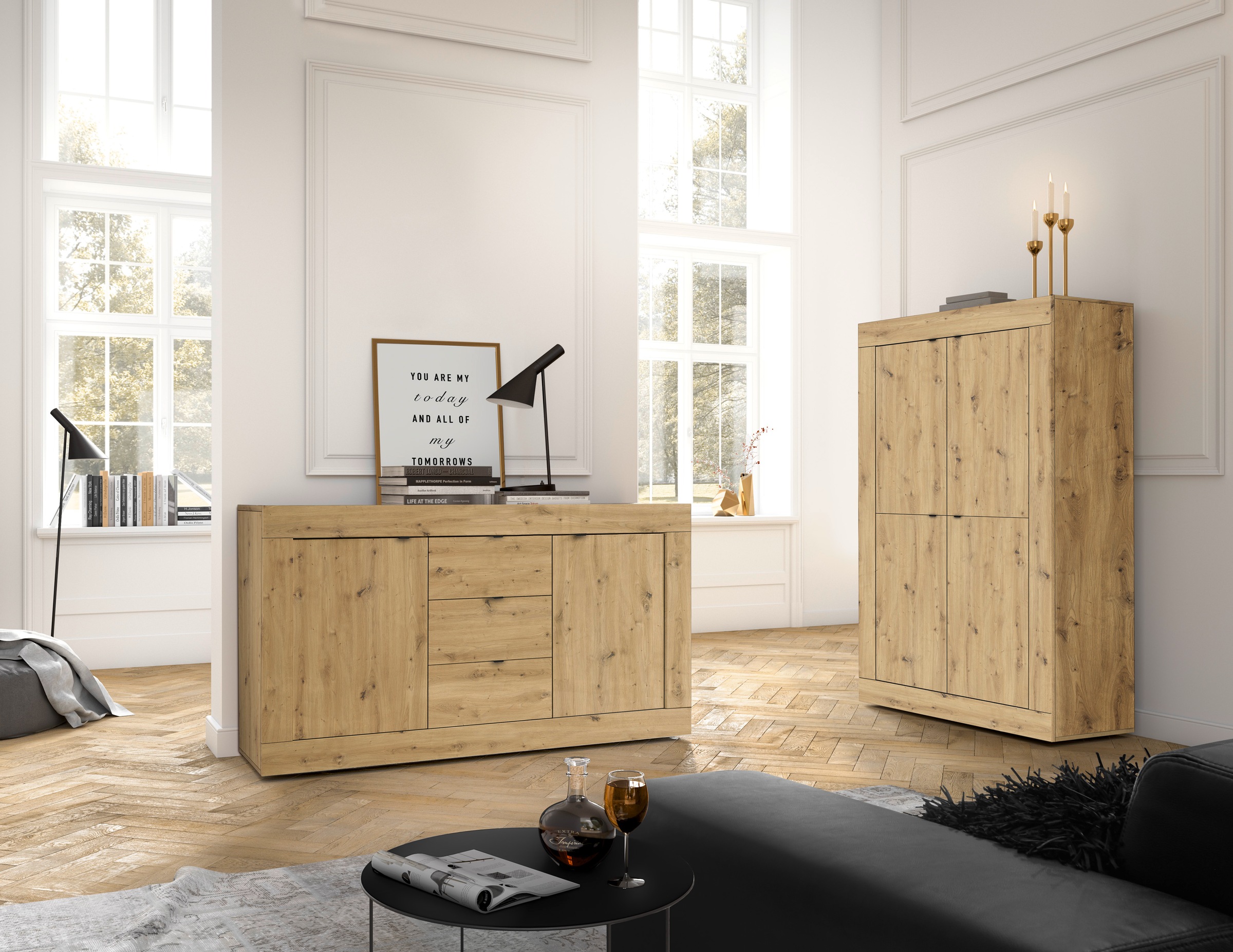 Thumbnail - Home affaire Sideboard "Basic" Breite 160 cm, 2 Türen 3 Schubkästen