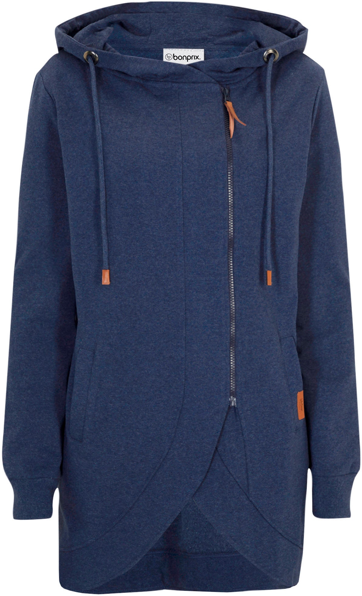 bonprix Kapuzensweatjacke mit Stehkragen, mit Eingrifftaschen, aus Baumwollmischung