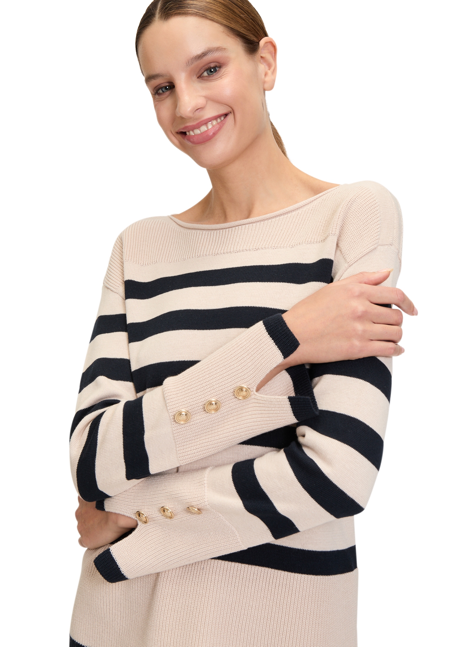 Betty Barclay Strickpullover »Betty Barclay Damen Strickpullover mit Streifen«, (1 tlg.), Knöpfe