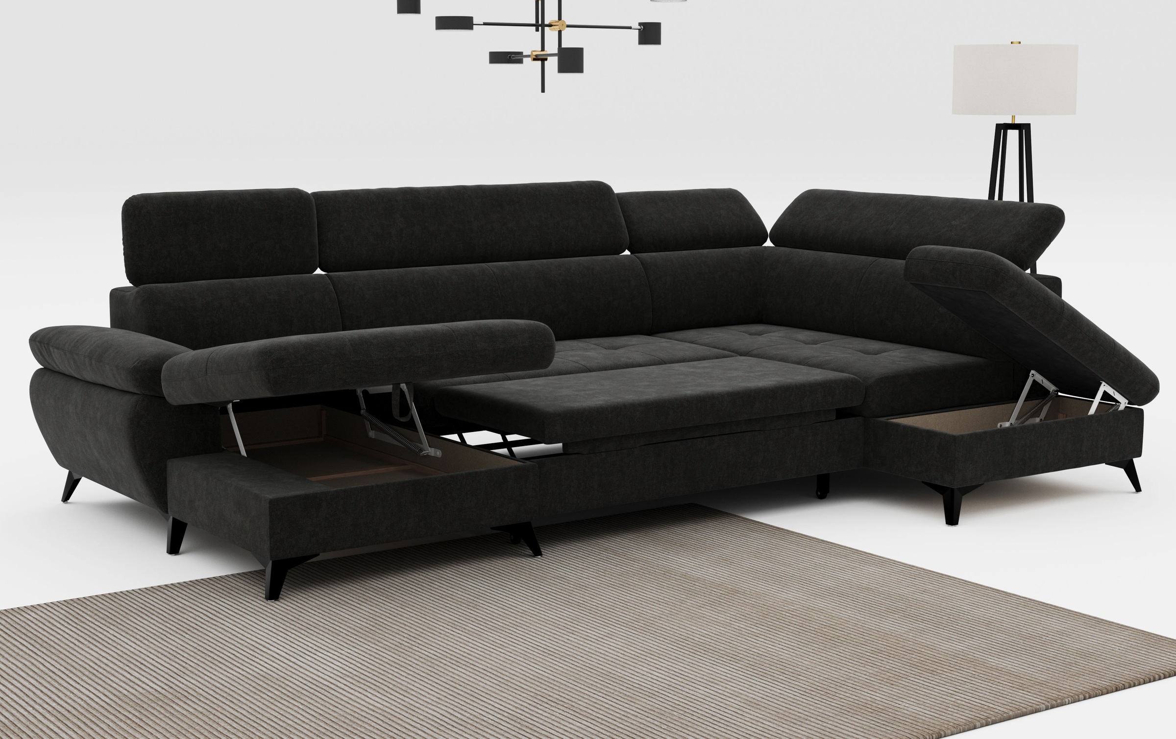 COTTA Wohnlandschaft »Hudson U-Form«, mit Kopfteilverstellung, wahlweise mit Bettfunktion & Bettkasten