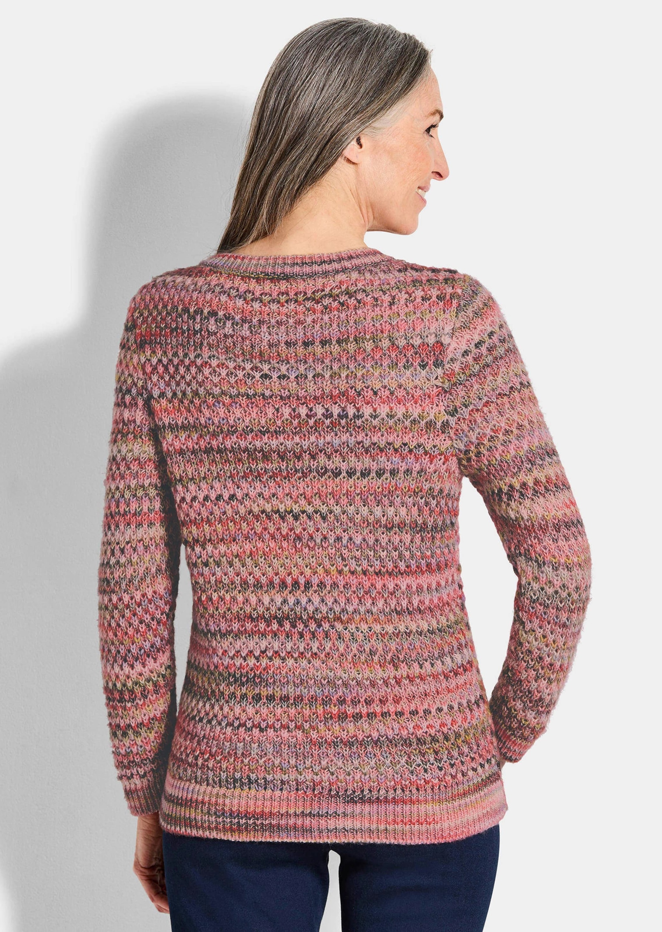 GOLDNER Rundhalspullover »Kurzgröße Strickpullover in Multicolor-Optik«