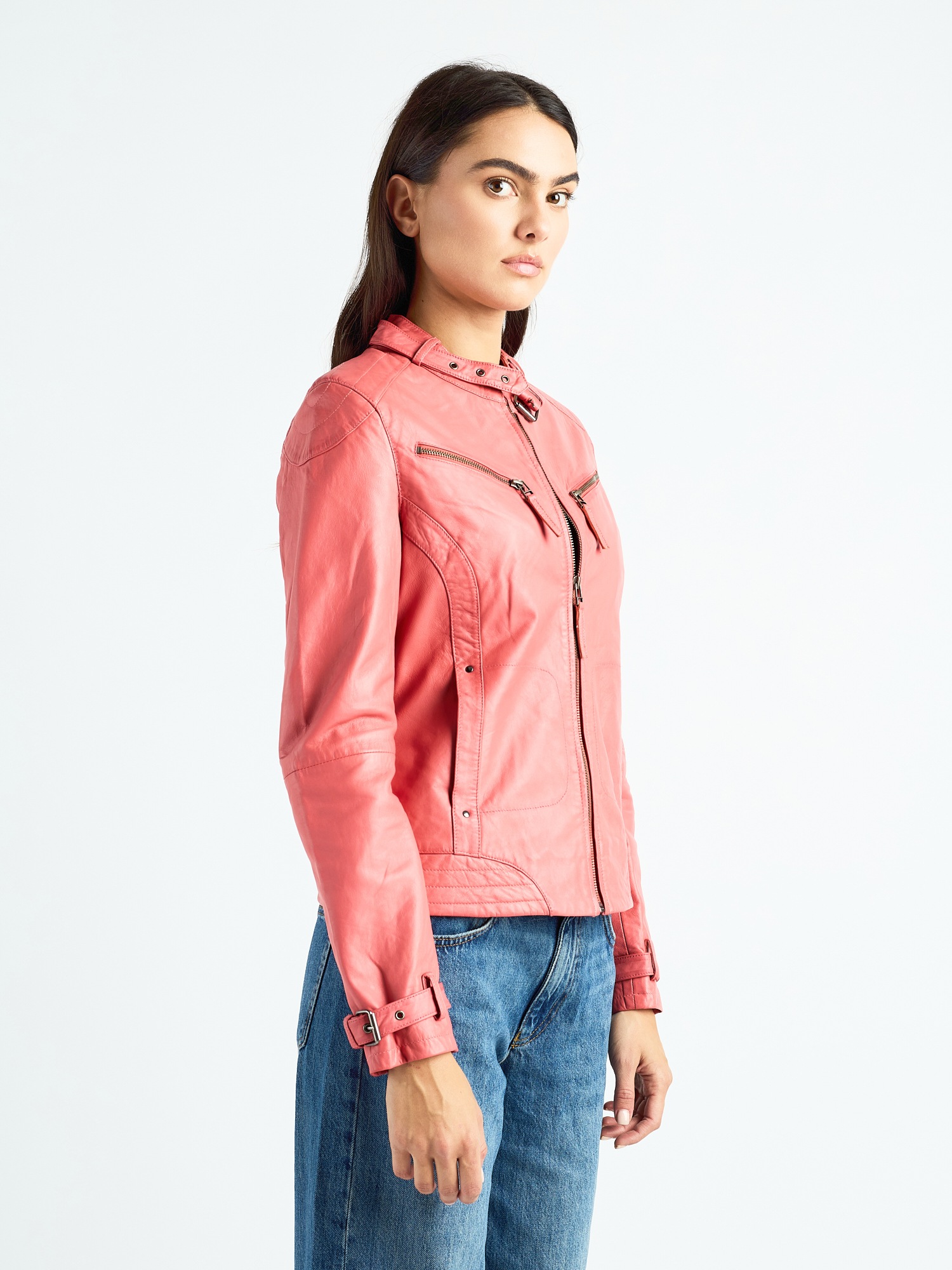 MAZE 31Ryana Lederjacke Damen Koralle XS 2