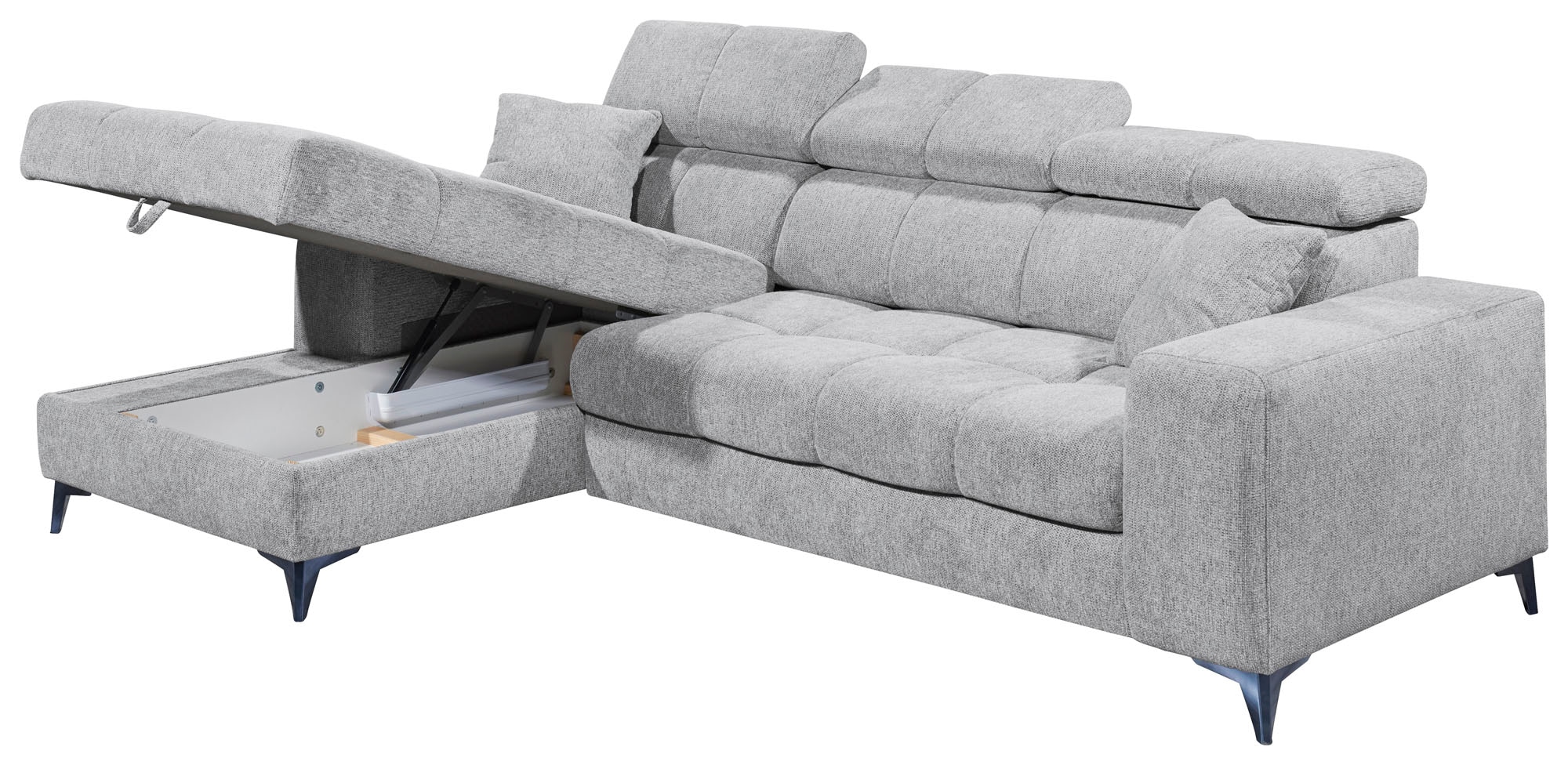 ED EXCITING DESIGN Ecksofa »Sydney L-Form«, mit Bettfunktion, Bettkasten, Kopfteilverstellung & 2 Zierkissen