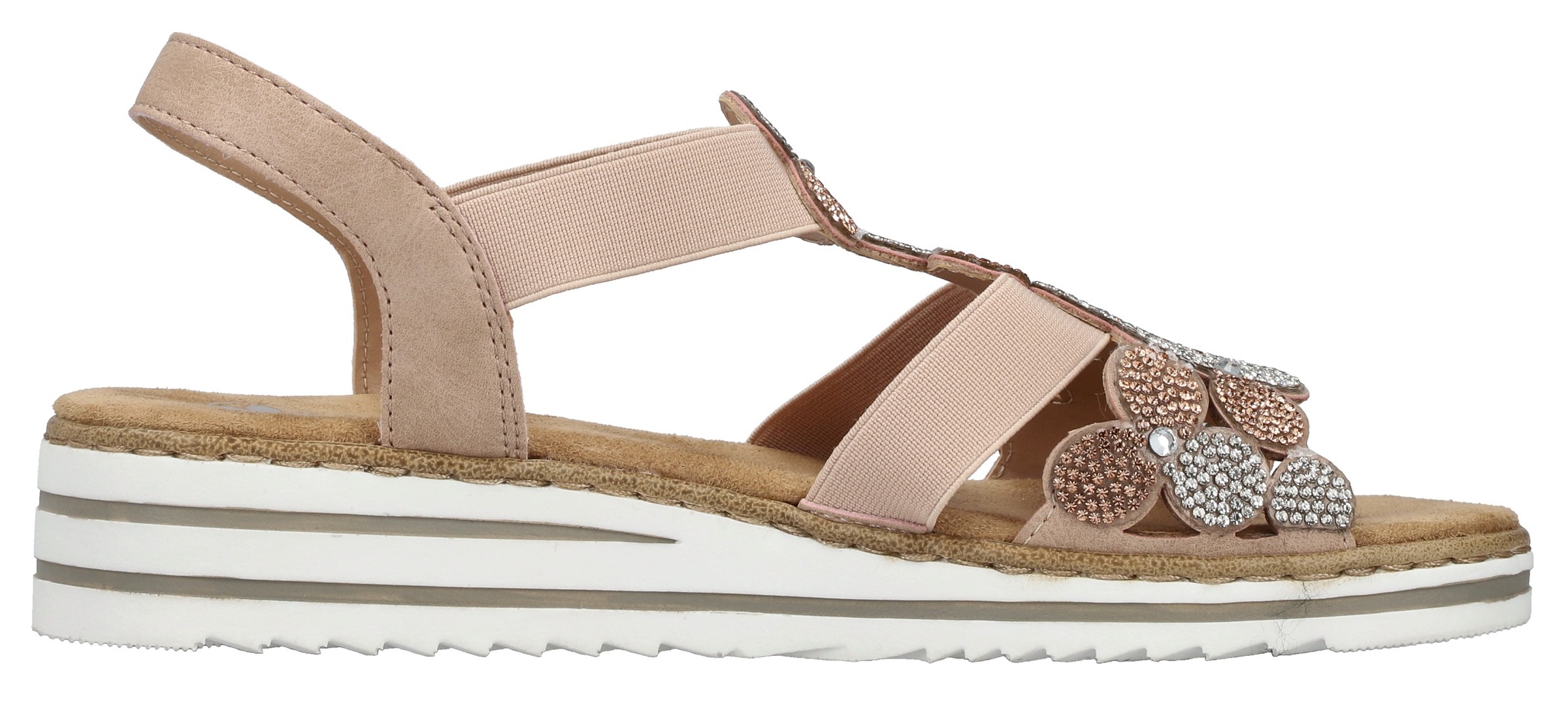 Rieker Sandale  Schlupfschuh, Sommerschuh, Urlaubsschuh mit Glitzersteine