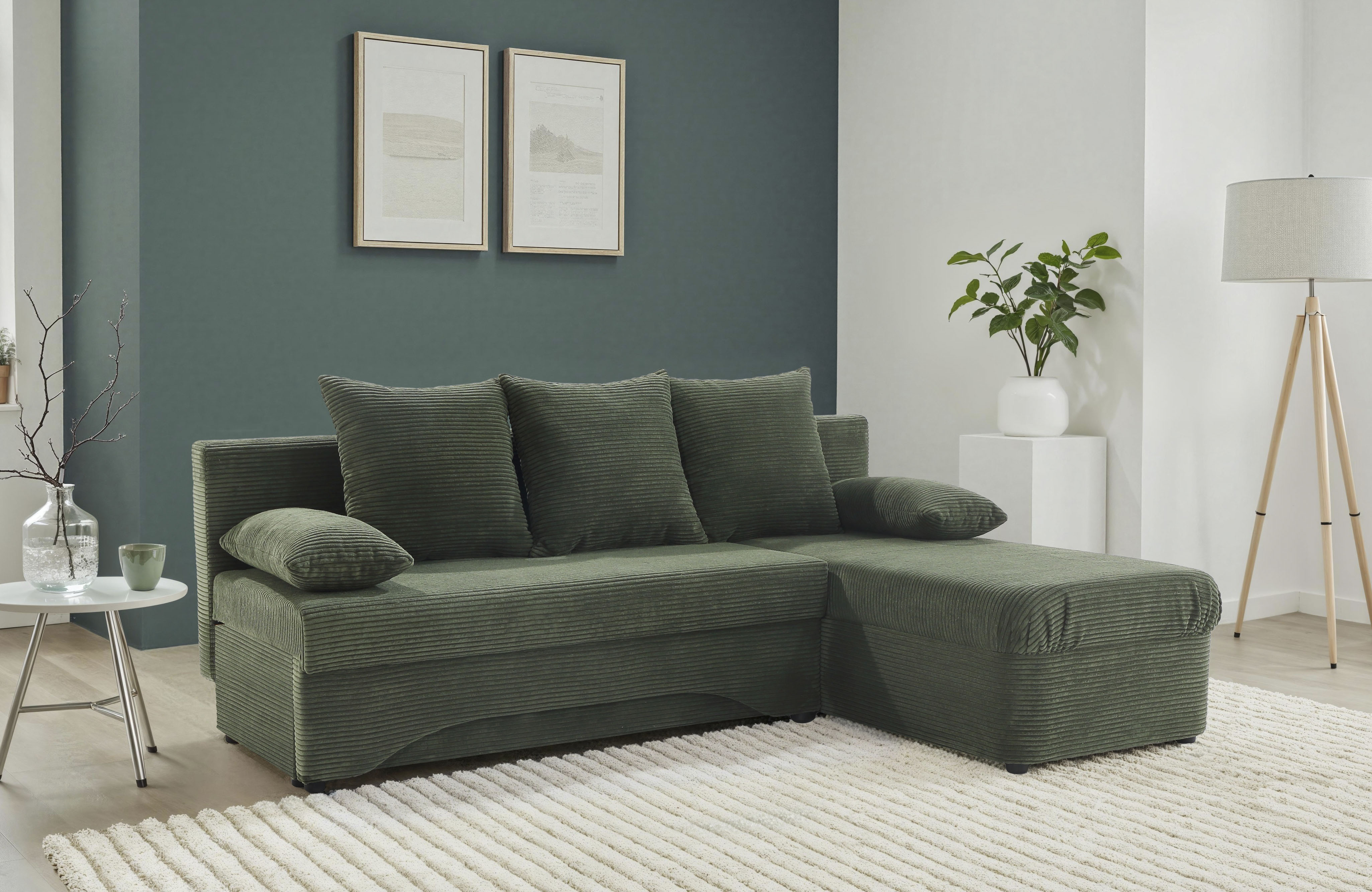 Jockenhöfer Gruppe Ecksofa "L-Form, B: 191 cm, auch in Cord" Platzsparendes Schlafsofa & Eckcouch mit Bettkasten & Schlaffunktion