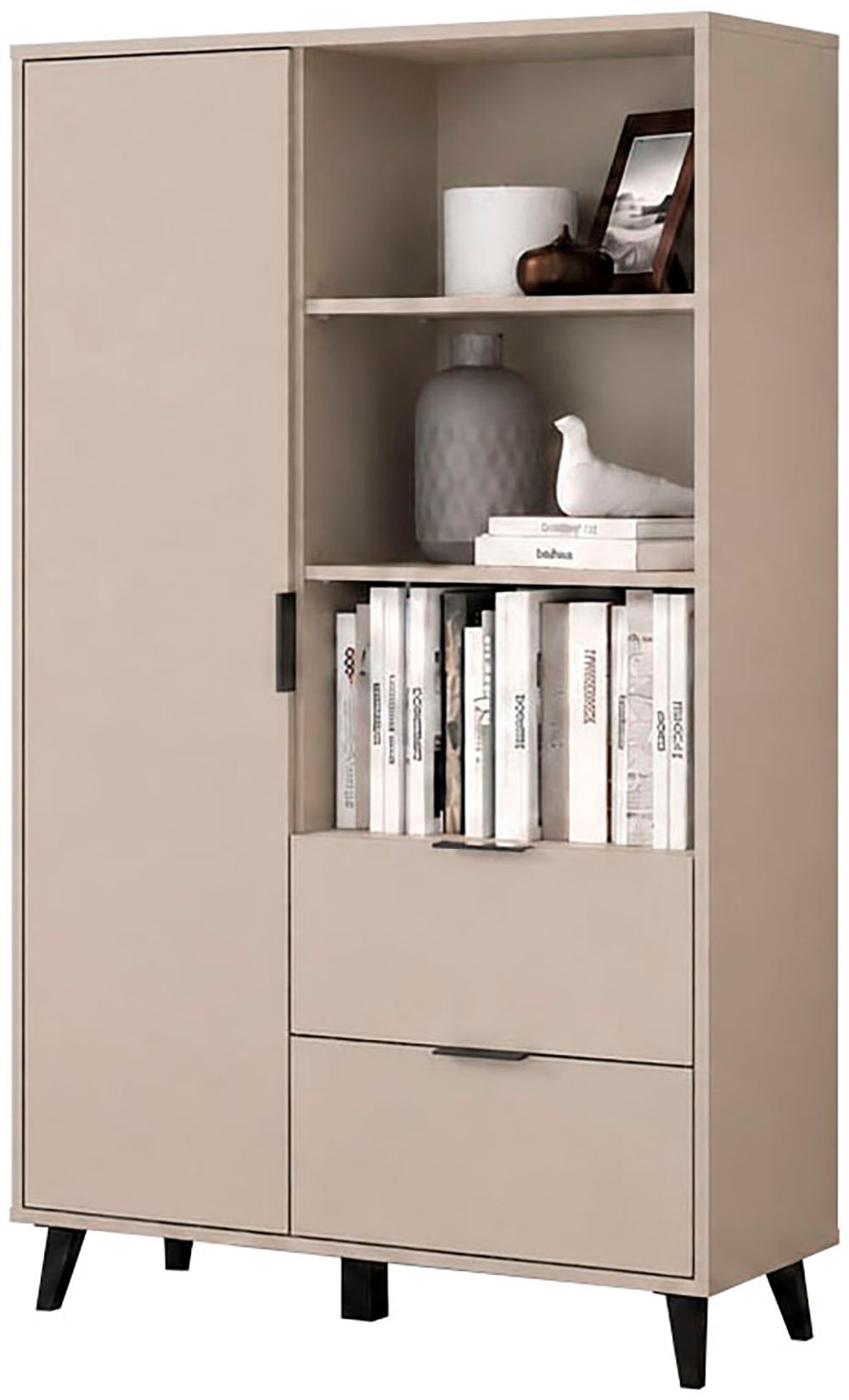 OTTO home "Oslo, B/H/T: 85/140/33 cm" 1 Stk. tlg. Schublade, höhenverstellbare Einlegeböden, schwarze Metallgriffe