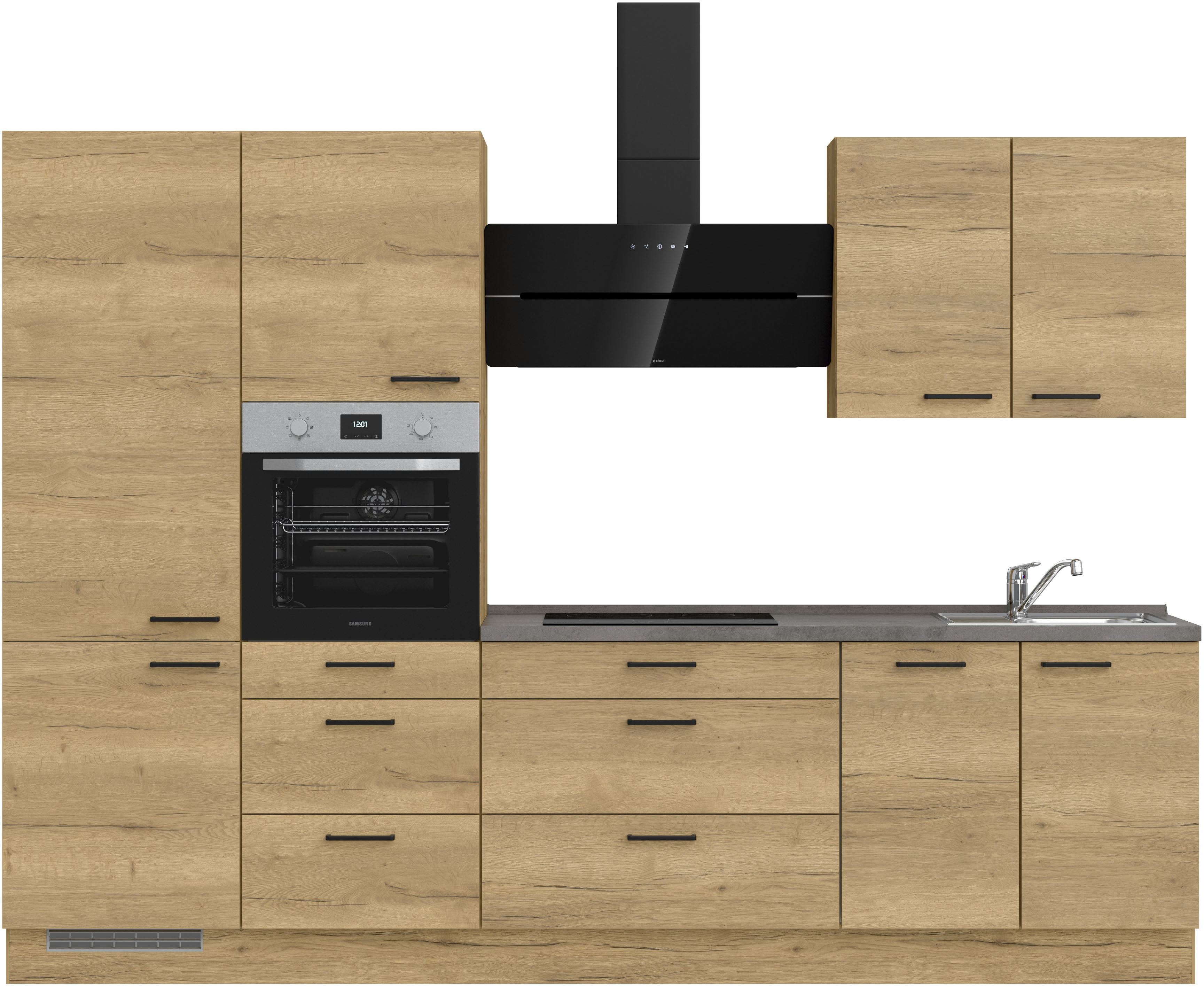 nobilia Küchenzeile ""Structura II", NEU: individuell anpassbar mit gratis Profi-Beratung" vormontiert, Breite 300 cm, Ausrichtung wählbar, wahlw. mit E-Geräten