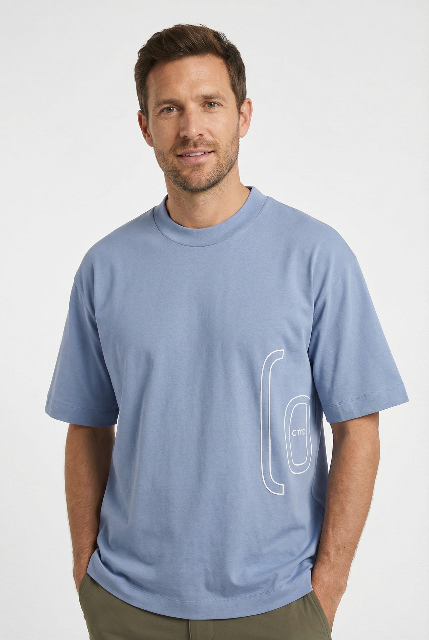 Cmp Herren Copen Blau Oversize-Shirt Mit Großem Schriftzug Vorne Seitlich Bis Auf Den Rücken erhältlich in Größe L/M/S/XL/XXL von Baur