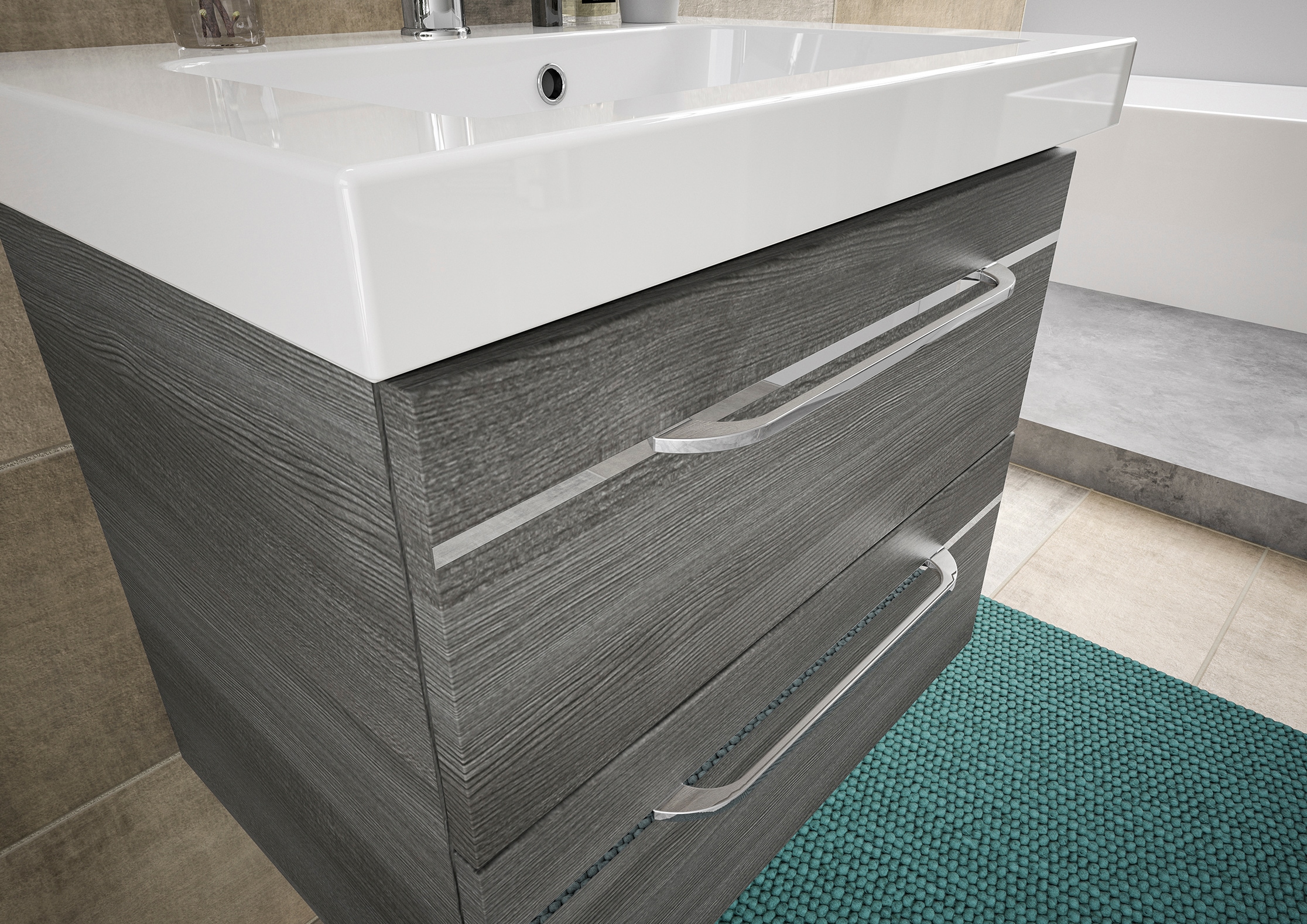 Saphir Badmöbel-Set »Balto Sprint 2-teilig, Mineralmarmor-Waschtisch mit LED-Spiegelschrank«, (2 St.), Badezimmer Set inkl. Türdämpfer, 70 cm breit, 2 Türen, 2 Schubladen
