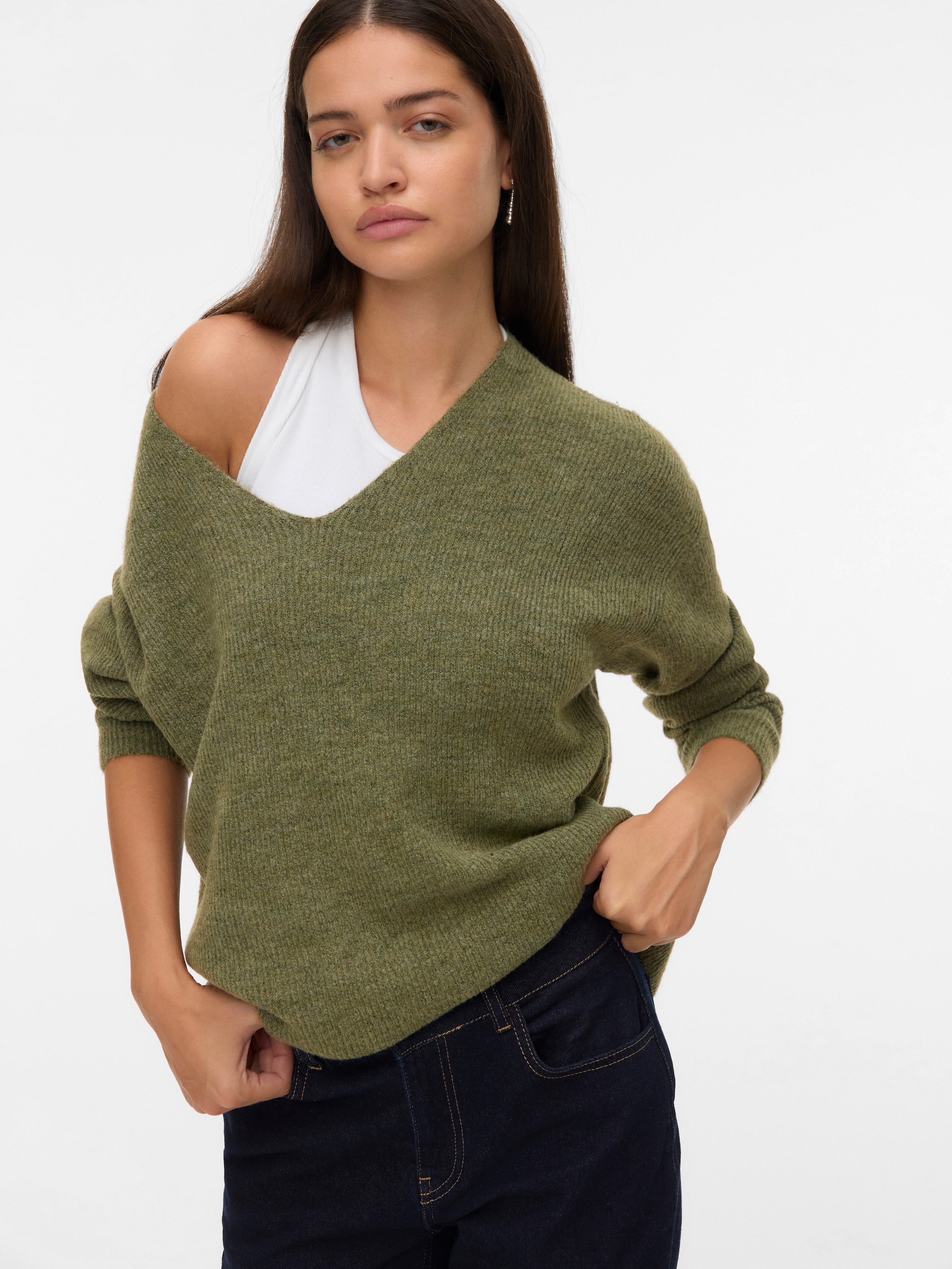 Vero Moda V-Ausschnitt-Pullover "VMCREWLEFILE LS V-NECK BLOUSE NOOS" günstig online kaufen