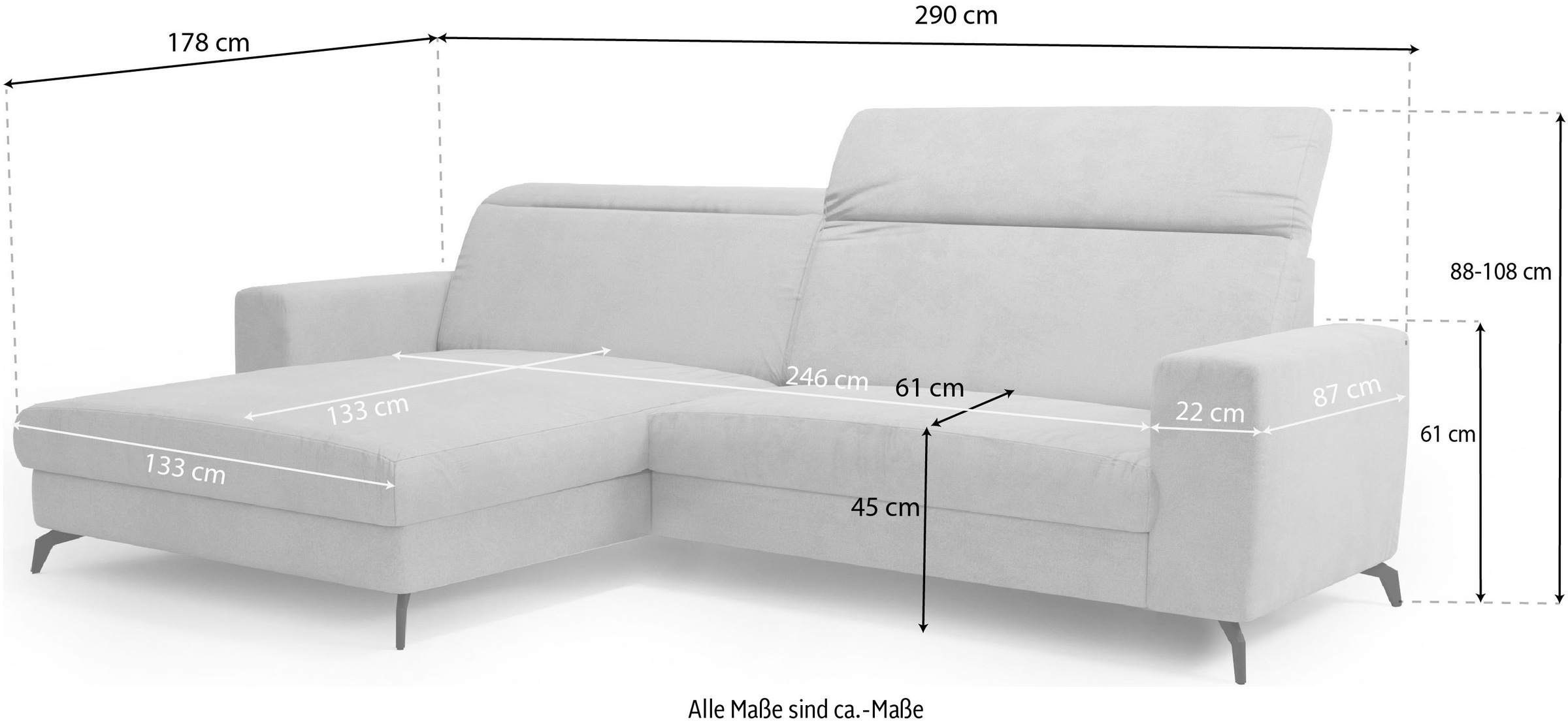 sit&more Ecksofa »Bolero L-Form«