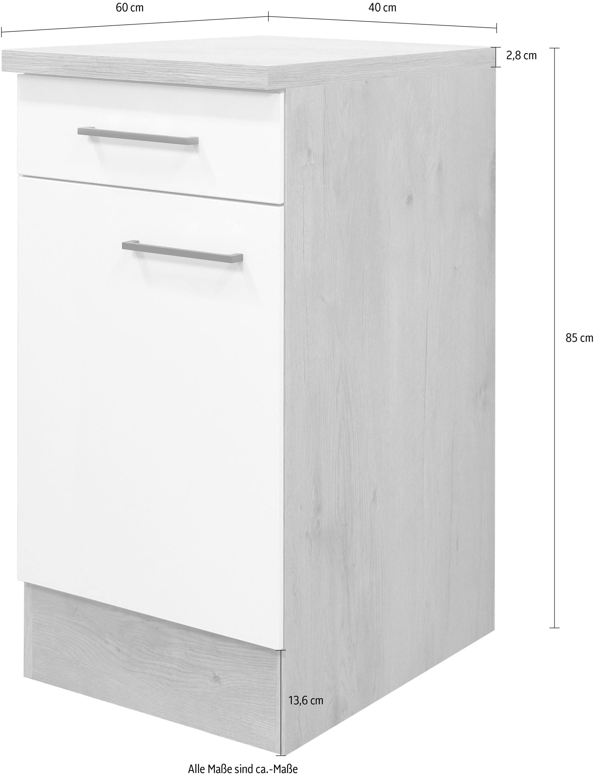 Flex-Well Unterschrank »Vintea«, (B x H x T) 40 x 85 x 60 cm, mit Metallgriffen