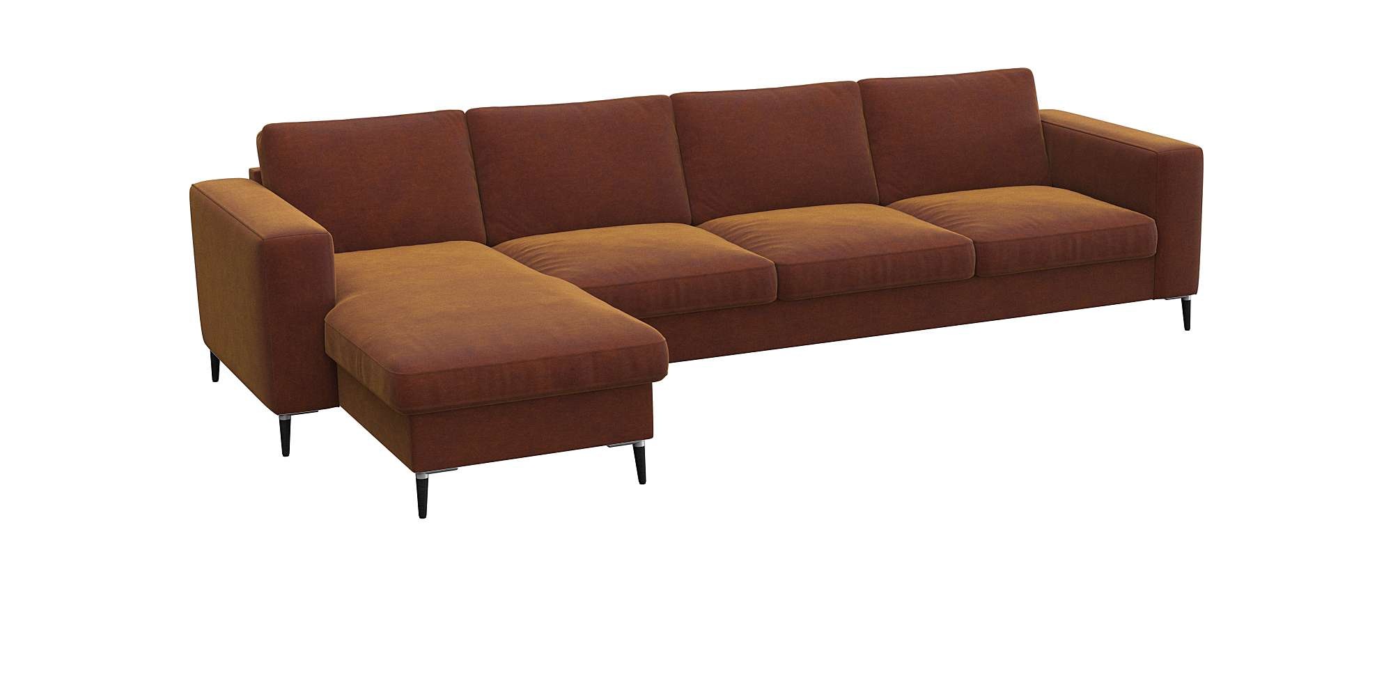 FLEXLUX Ecksofa »Fiore, L-Form«, breite Armlehnen, Kaltschaum, Füße Alu+schwarz