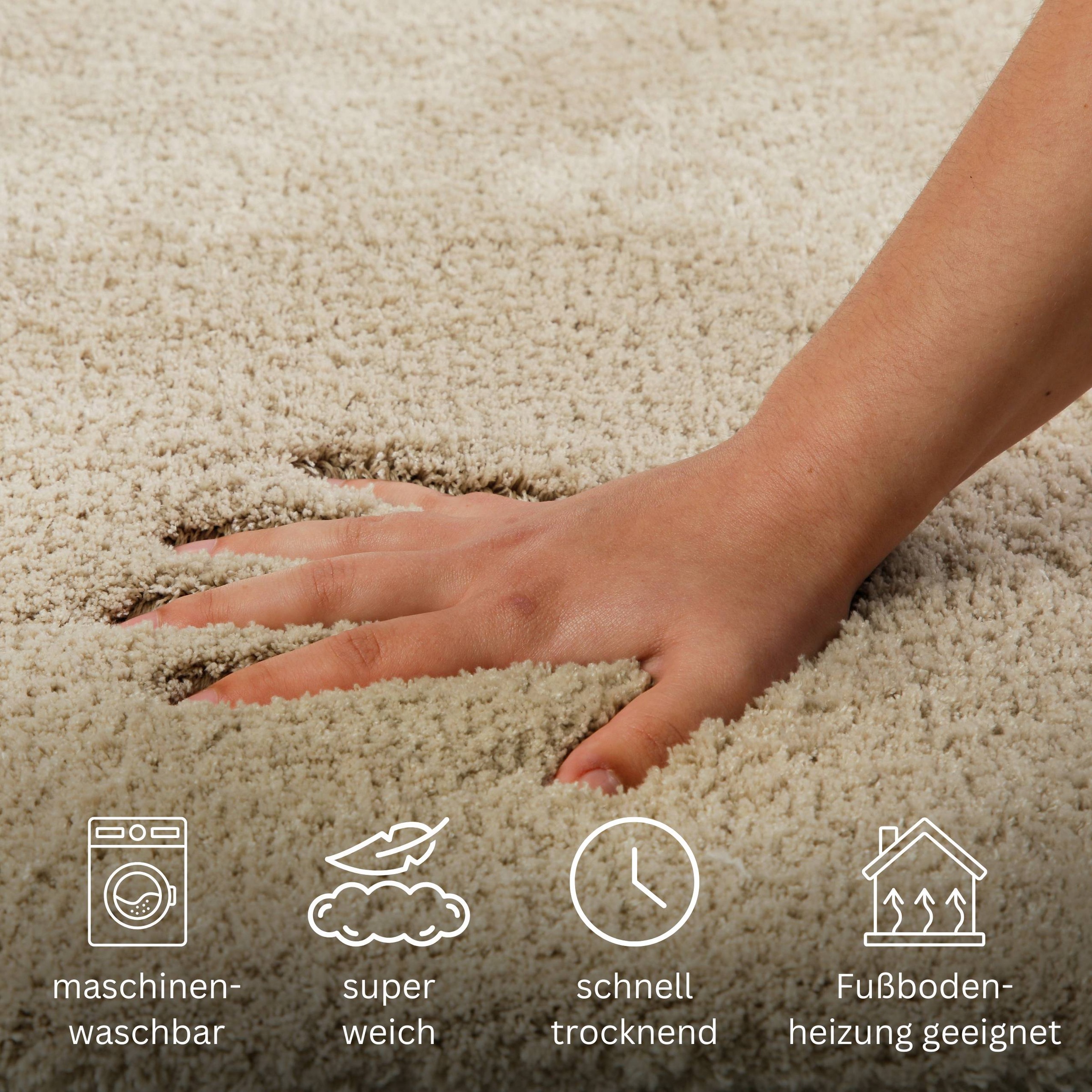 OTTO home Badematte »Kaarin«, rutschhemmend beschichtet, schnell trocknend, Badteppich, getuftet, flauschig, hochflor, große Farbauswahl