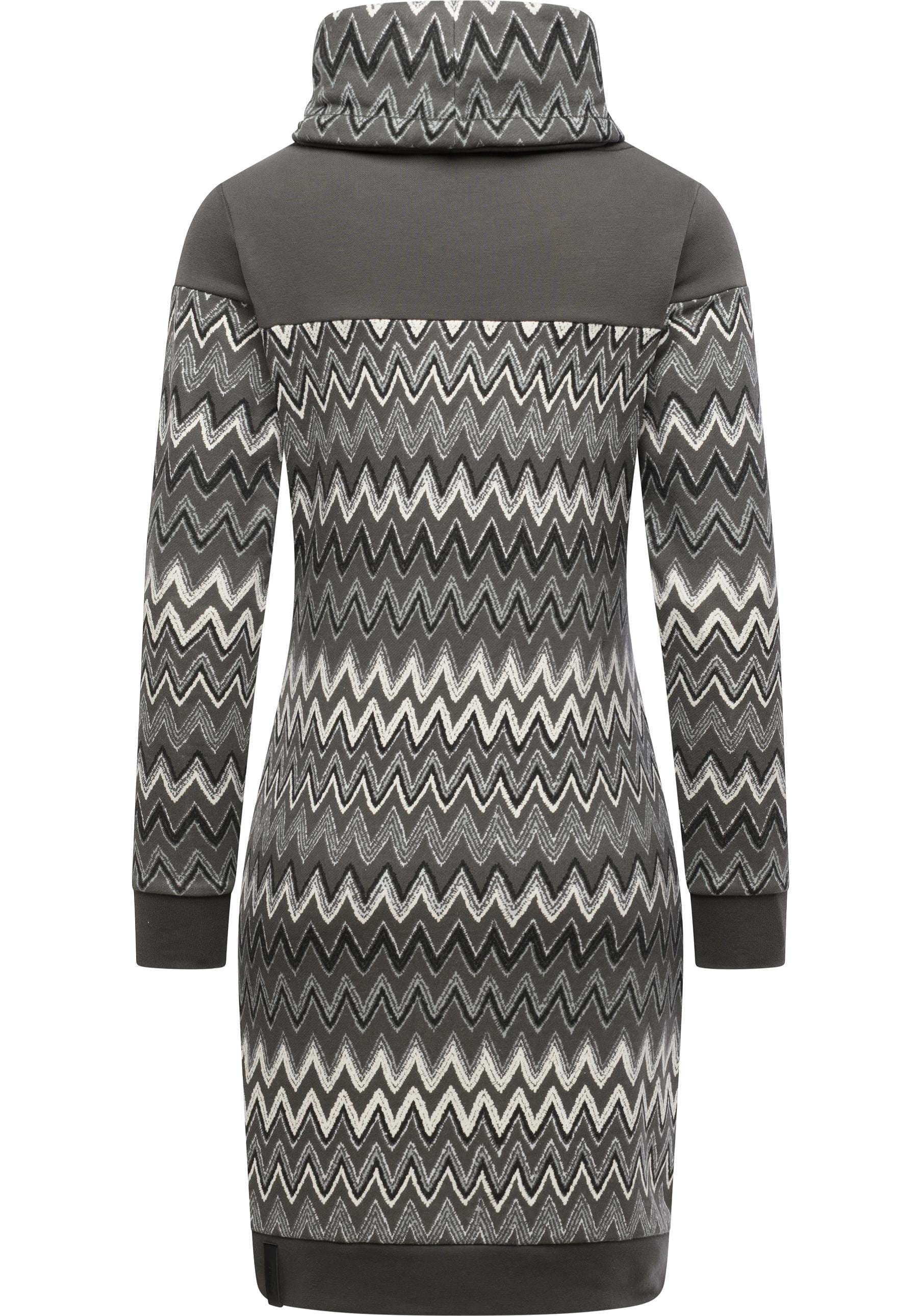 Ragwear Sweatkleid »Chlloe Zig Zag YOUMODO« Ohne Taschen stylisches Langarm Midikleid mit ZigZag-Muster