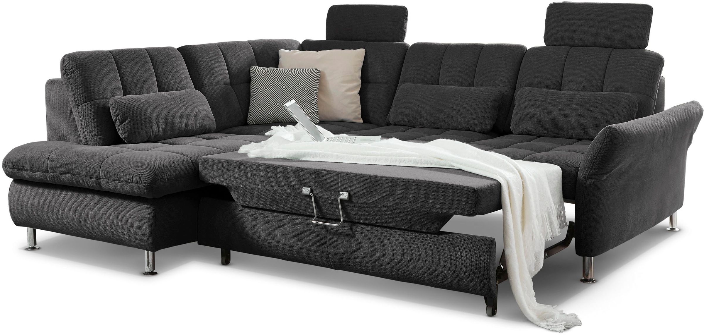 Die PlanBar Ecksofa »MP-IN20016 L-Form mit Kaltschaum-Polsterung«, wahlweise mit Kopfstützen und Bettfunktion, mit Kaltschaum-Polsterung