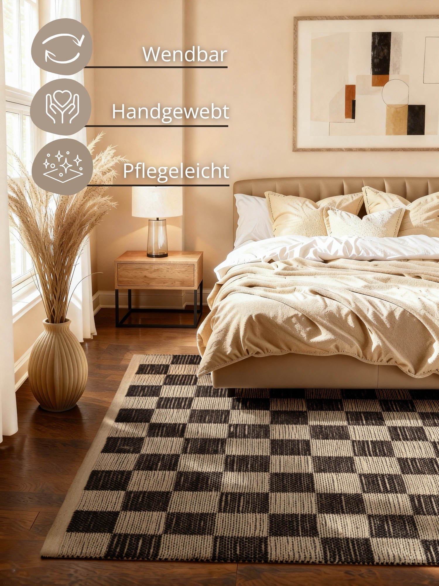 Teppich HANSE HOME "Rex", natur, weiß, schwarz, B:200cm H:7mm L:300cm, Baumwolle, Jute, Teppiche, Teppich, Jute, Handgemacht, Wohnzimmerteppich, Naturteppich, Wohnzimmer, Läufer 2
