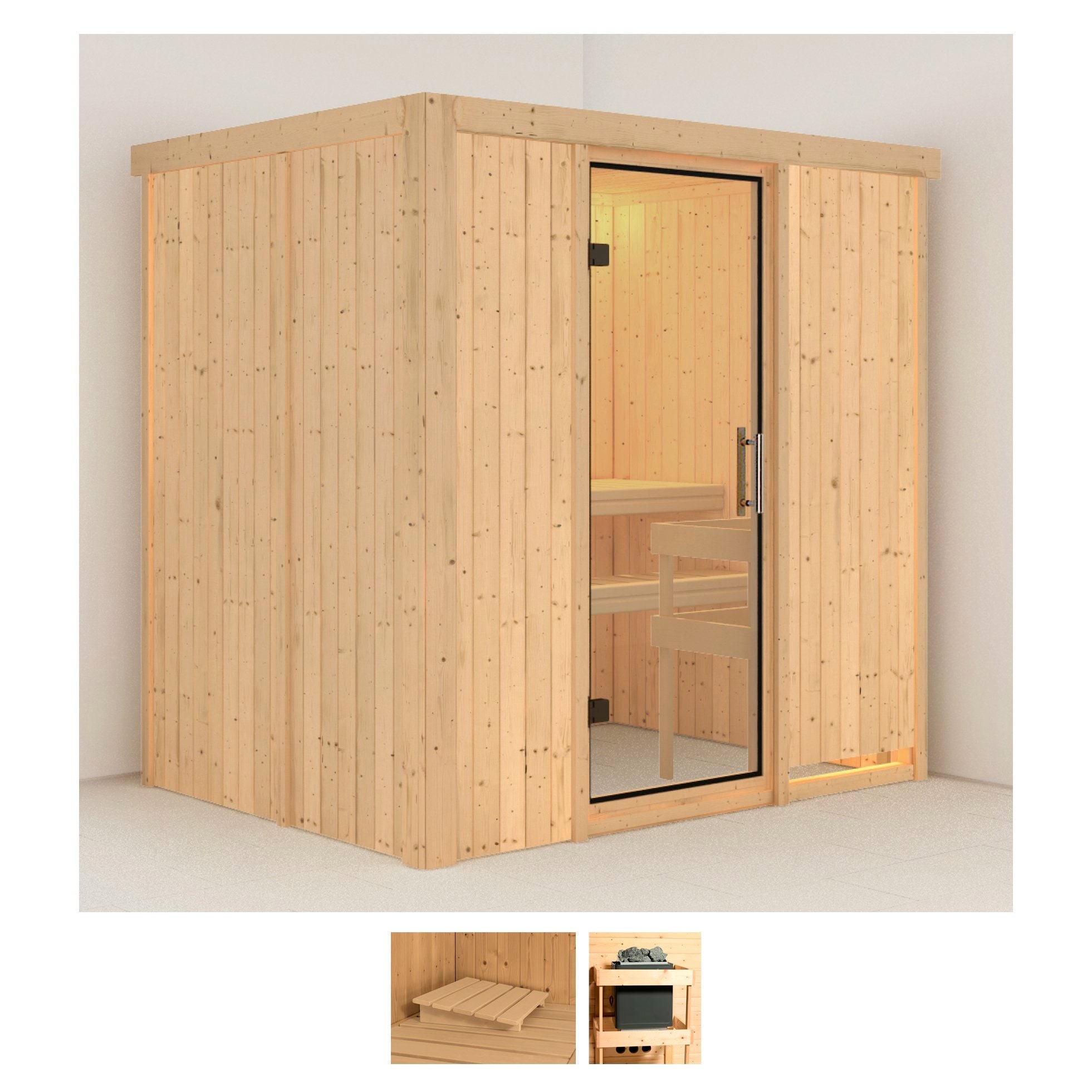 KARIBU Sauna "Finja", ohne Ofen, (ohne Ofen), beige, Saunen, ohne Ofen