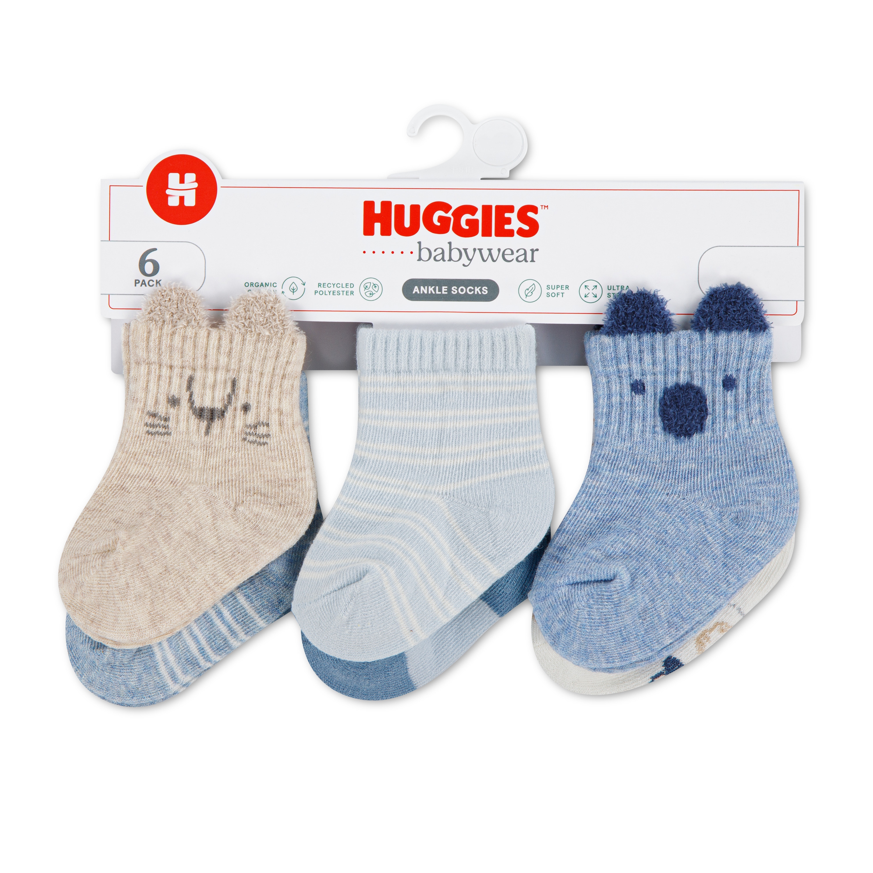 HUGGIES babywear Kurzsocken "HGHB 6PK SOCKS" Packung, 6 Paar tlg. 6 Paar Baby-Socken mit Tiermotiven / For Boys