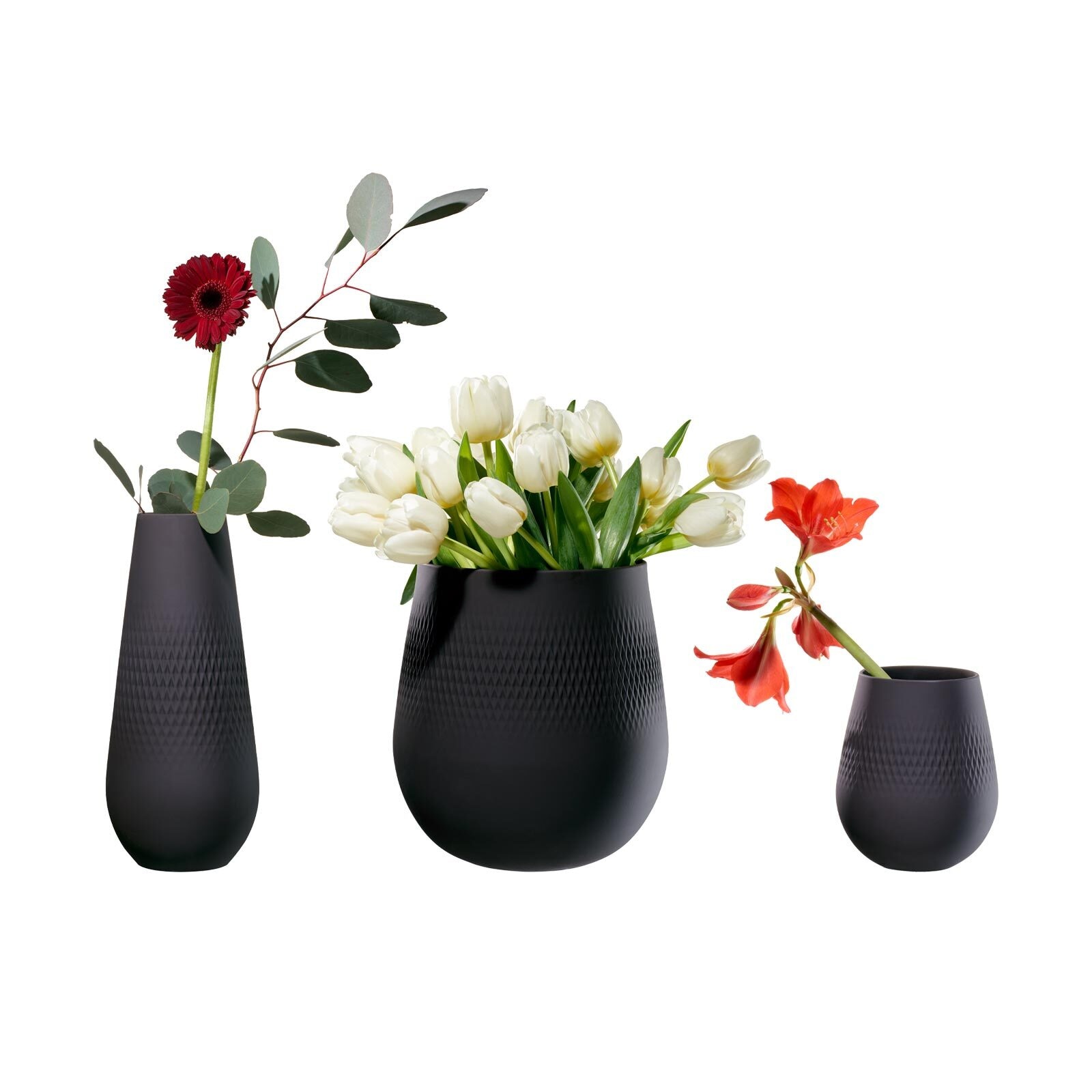 Villeroy & Boch Dekovase "Vasen-Set Manufacture Collier 3er Set schwarz"