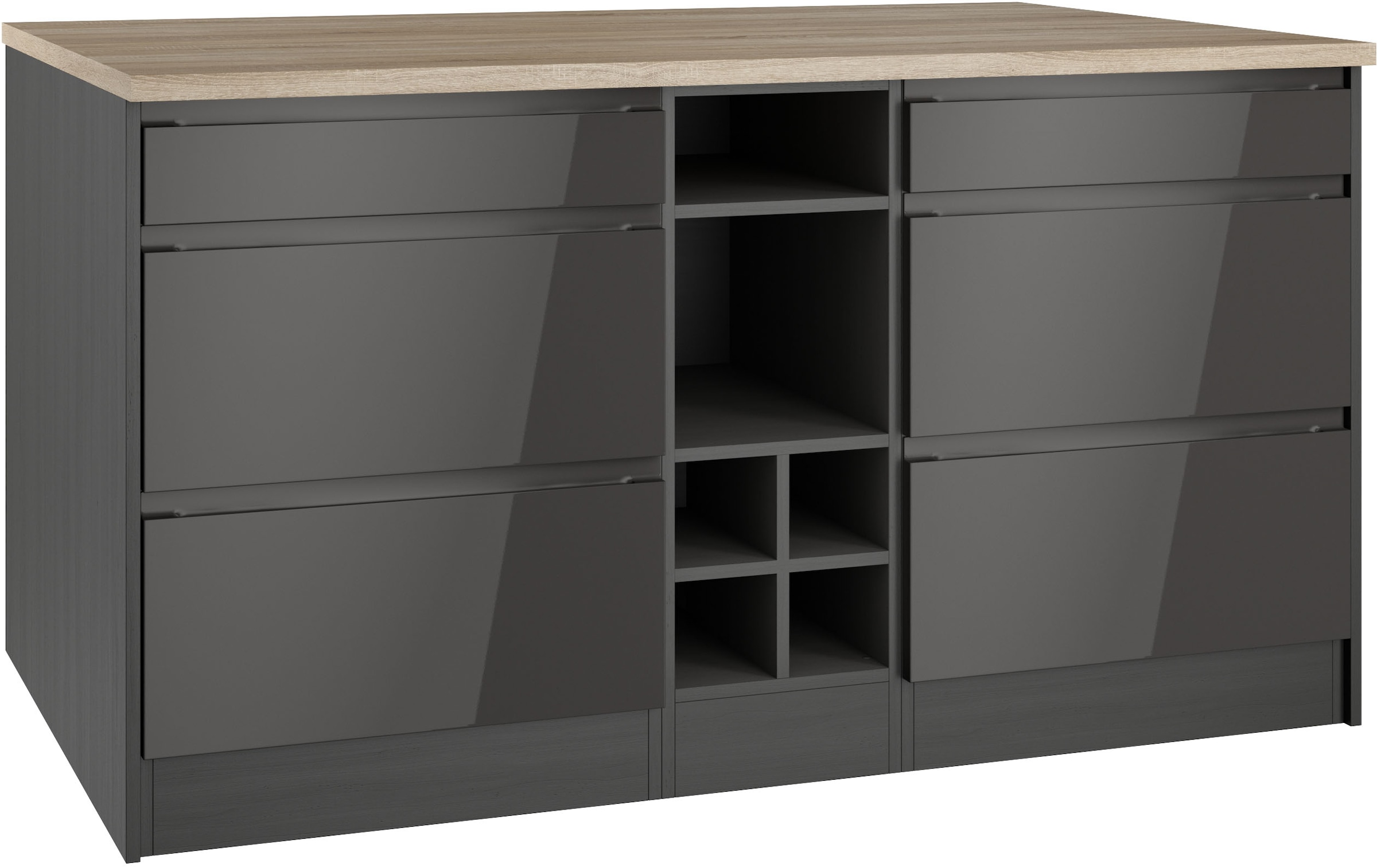 KOCHSTATION Kücheninsel "KS-Virginia", Breite 153 cm, MDF-Fronten, Flaschenregal