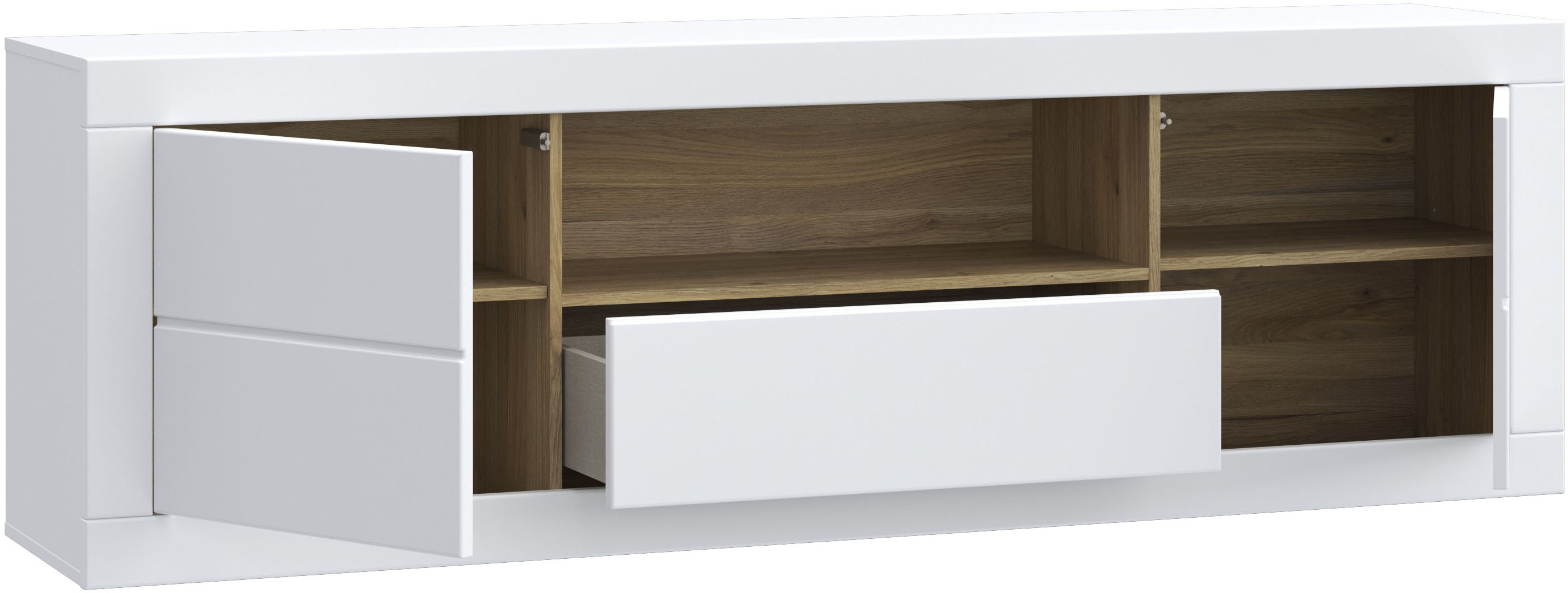 Thumbnail - FORTE Lowboard "LefkadasTV-Board, TV-Schrank", TV-Board, viel Platz, Push to open, Grifflos, BxH= 195,4 x 61,6cm