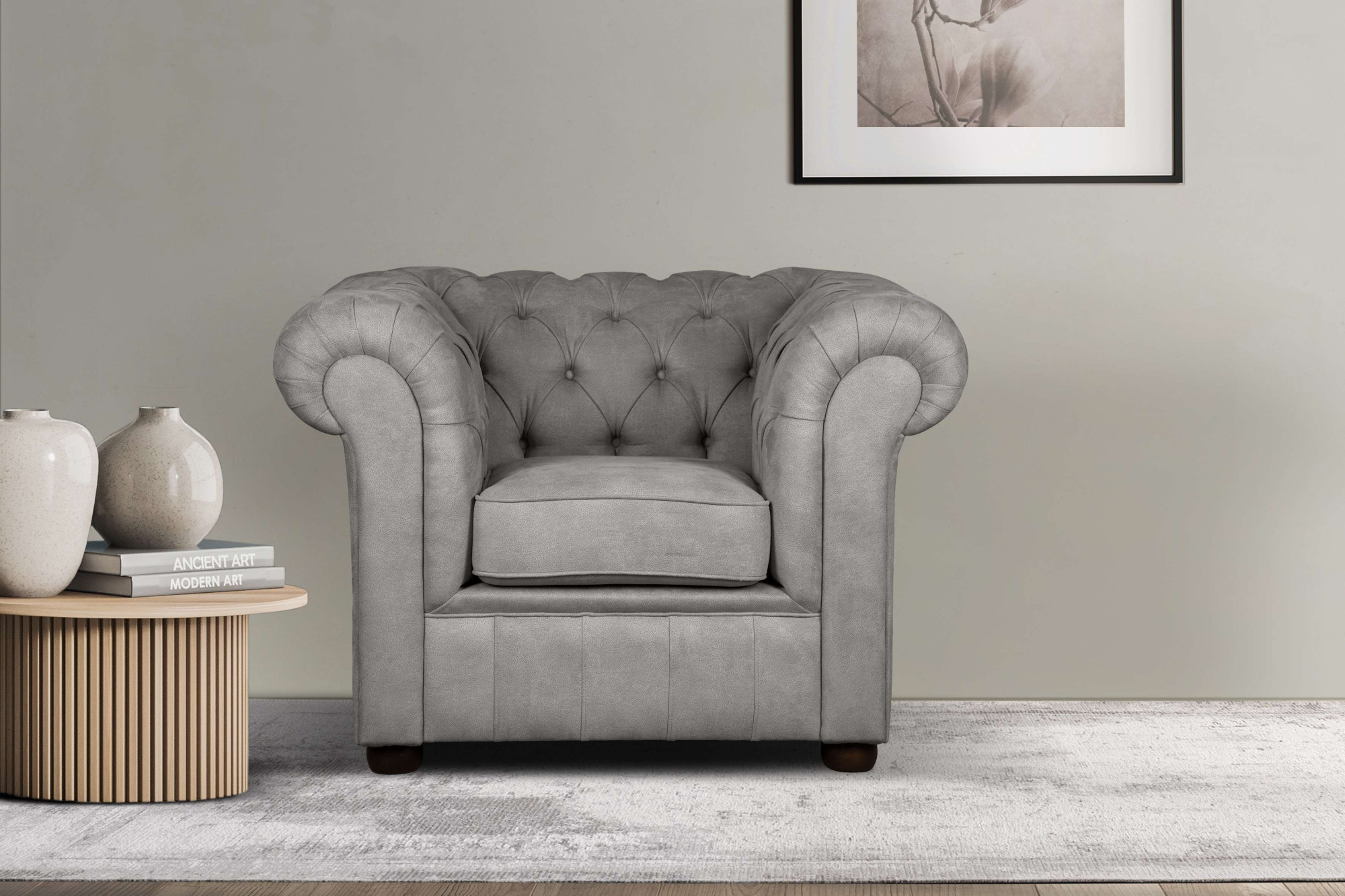 Home affaire Sessel "CHARENTE, Chesterfield, Wellenfederung, Maße B/T/H: 105/89/74 cm" mit edler Knopfheftung und typischen Armlehnen