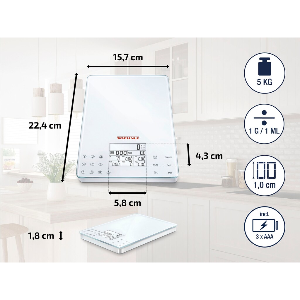 Soehnle Küchenwaage »Food Control Easy«, (1 tlg.)