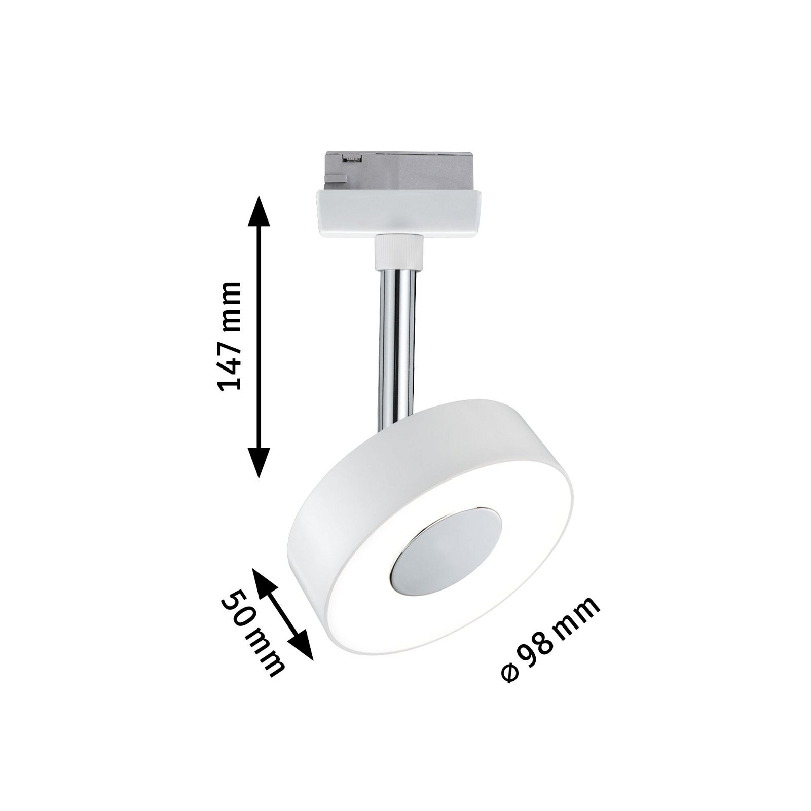 Paulmann Schienensystem-Leuchten »URail Schienenspot Circle Einzelspot 222lm 5,3W 2700K 230V Chrom matt«, dimmbar, Einzelspot