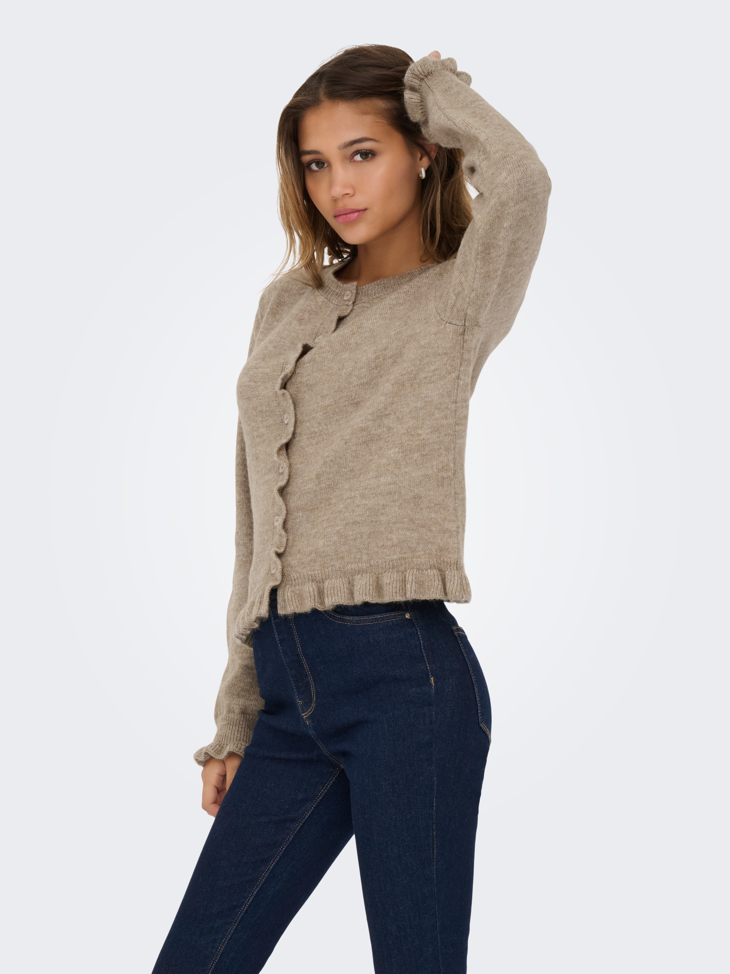 JDY Strickjacke "JDYLETTY L/S ON FRILL CARDIGAN KNT NOOS"
