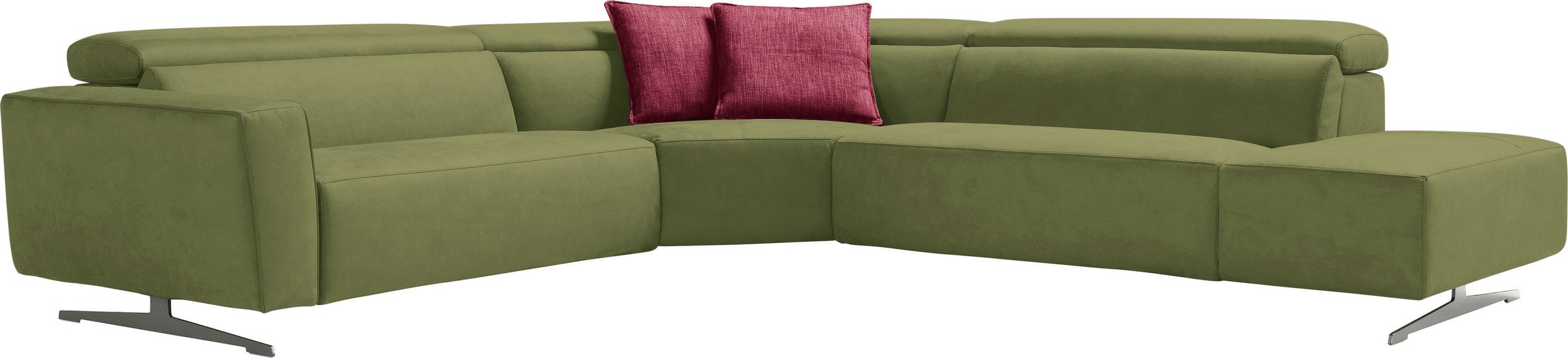 Egoitaliano Ecksofa »Stefanie-e, Designsofa der Extraklasse, bequem mit hohem Sitzkomfort«, mit Relaxfunktion und verstellbaren Kopfteilelementen