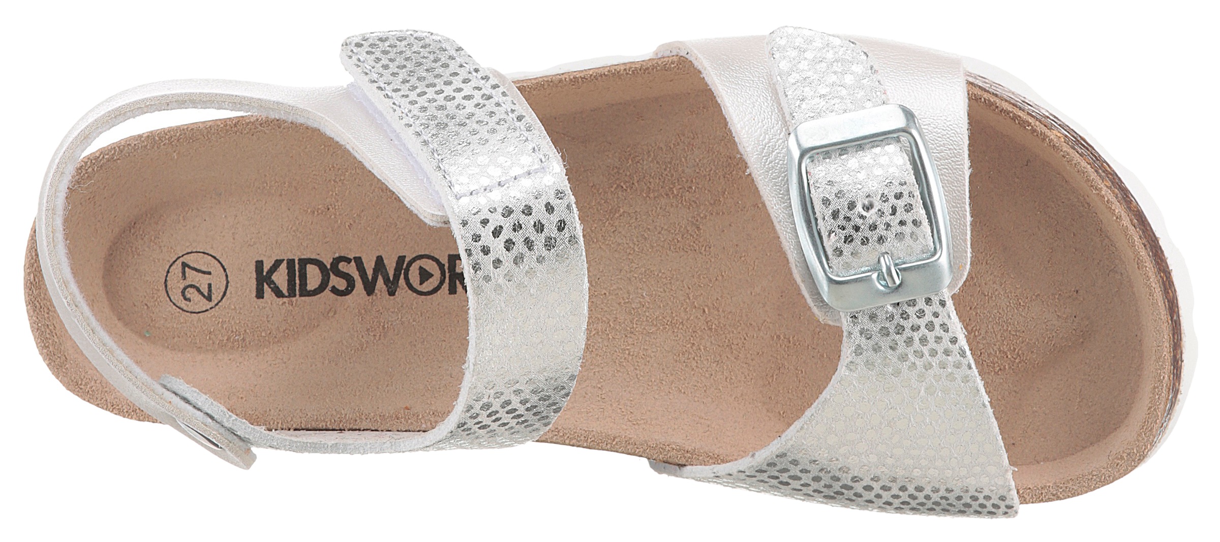 KIDSWORLD Riemchensandale, Sommerschuh, Klettschuh, Urlaubschuh, Strandschuh in Metallic-Optik
